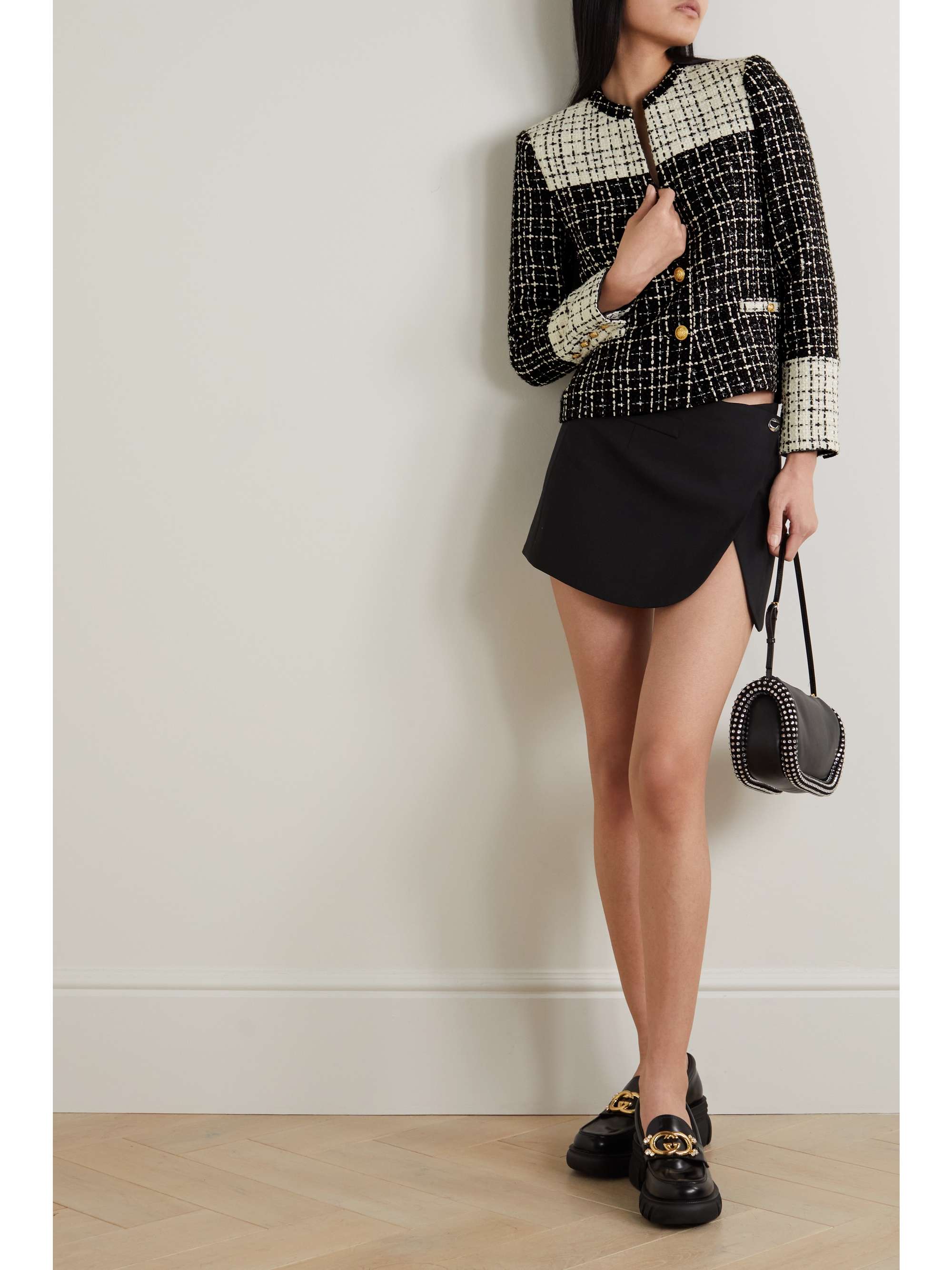 Jaydn button-embellished tweed jacket