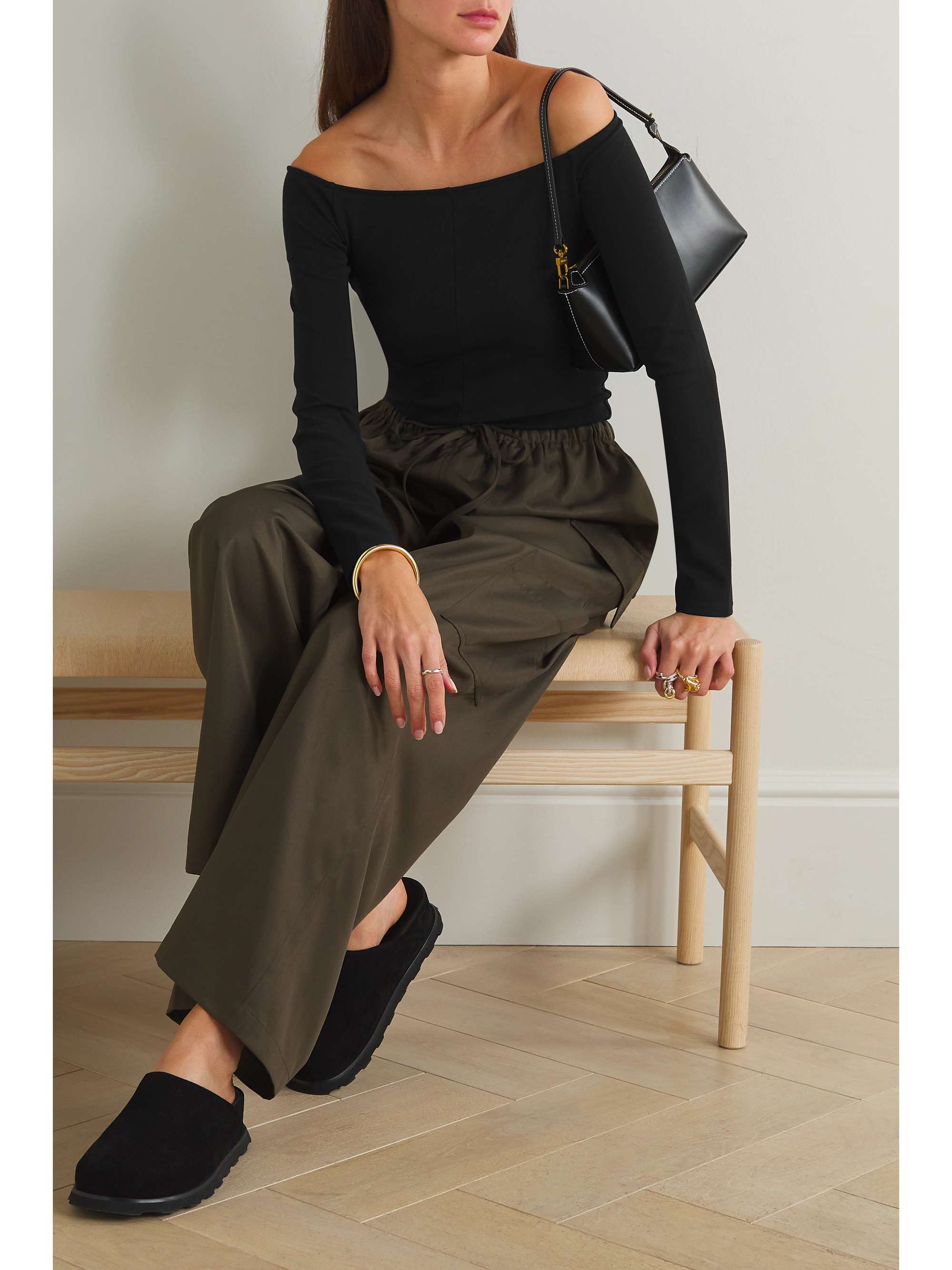 ANINE BING Vea off-the-shoulder stretch-cotton jersey top