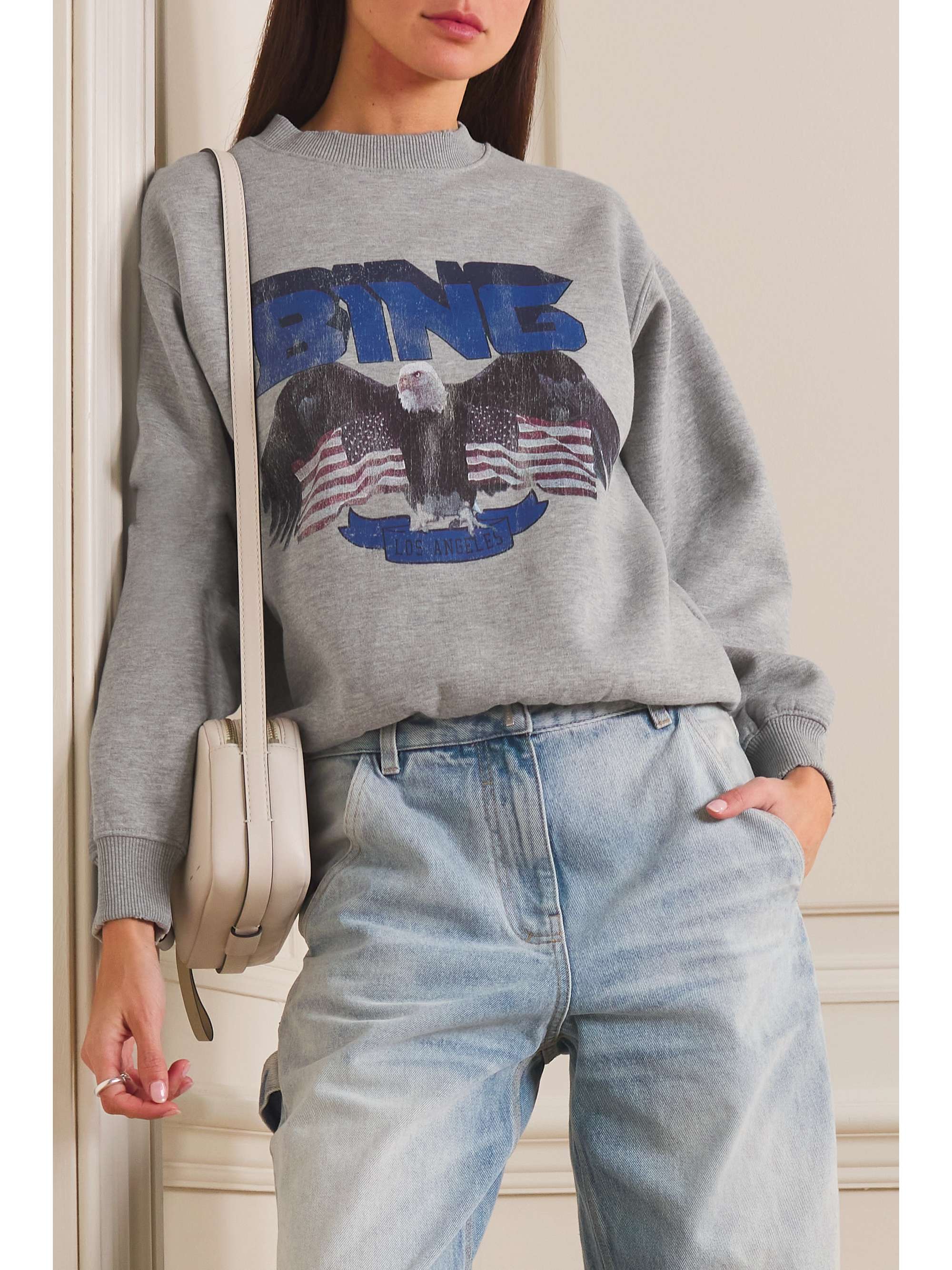 ANINE BING Vintage printed cotton-jersey sweatshirt