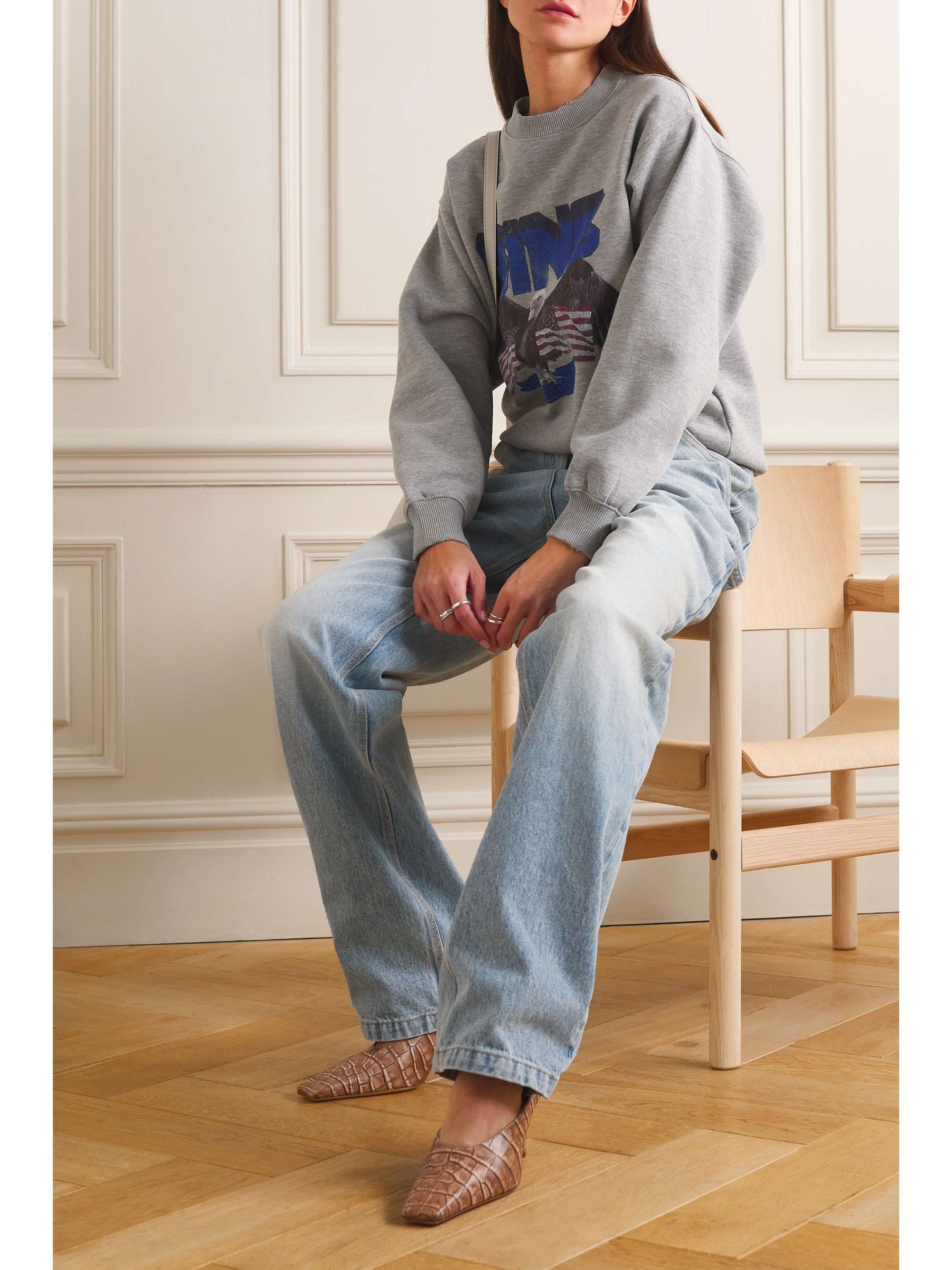 ANINE BING Vintage printed cotton-jersey sweatshirt
