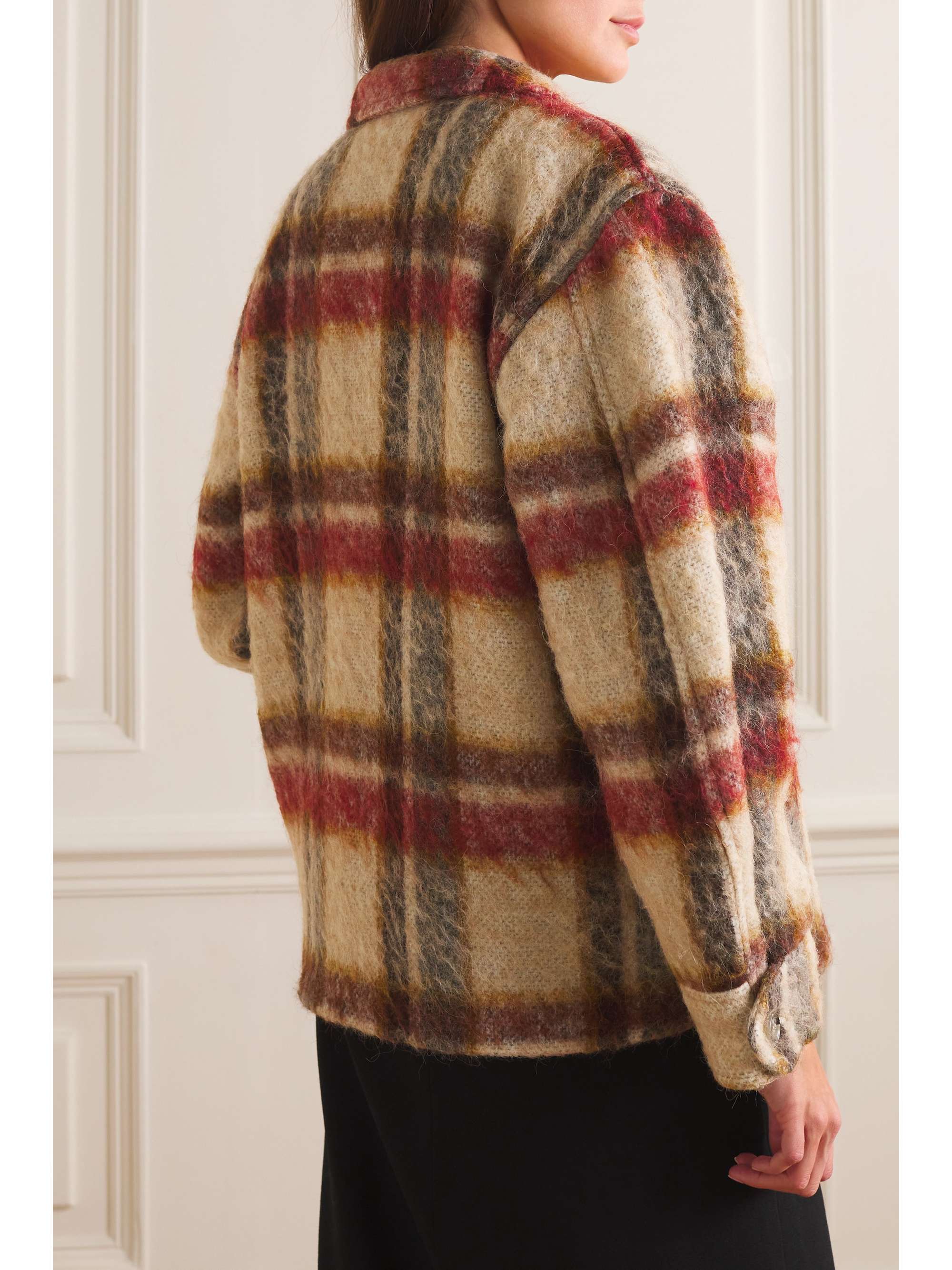 ANINE BING Flynn checked felt jacket