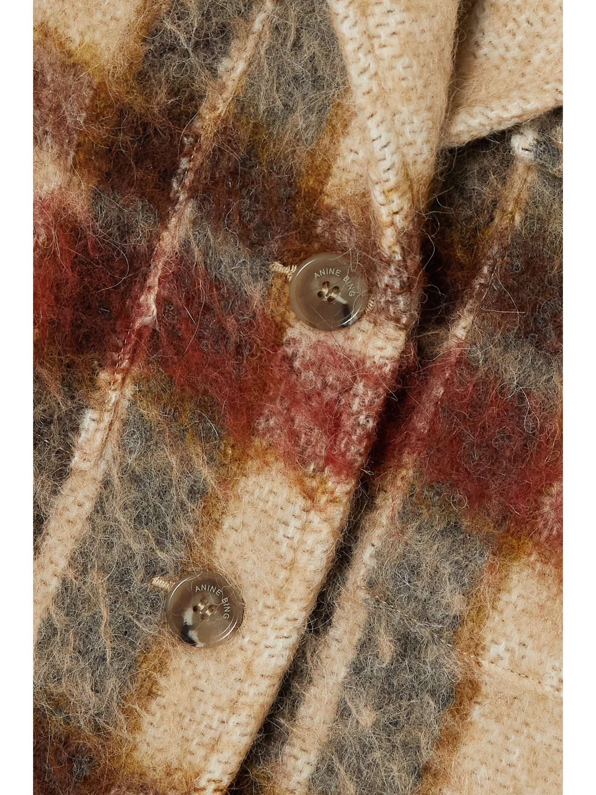 ANINE BING Flynn checked felt jacket