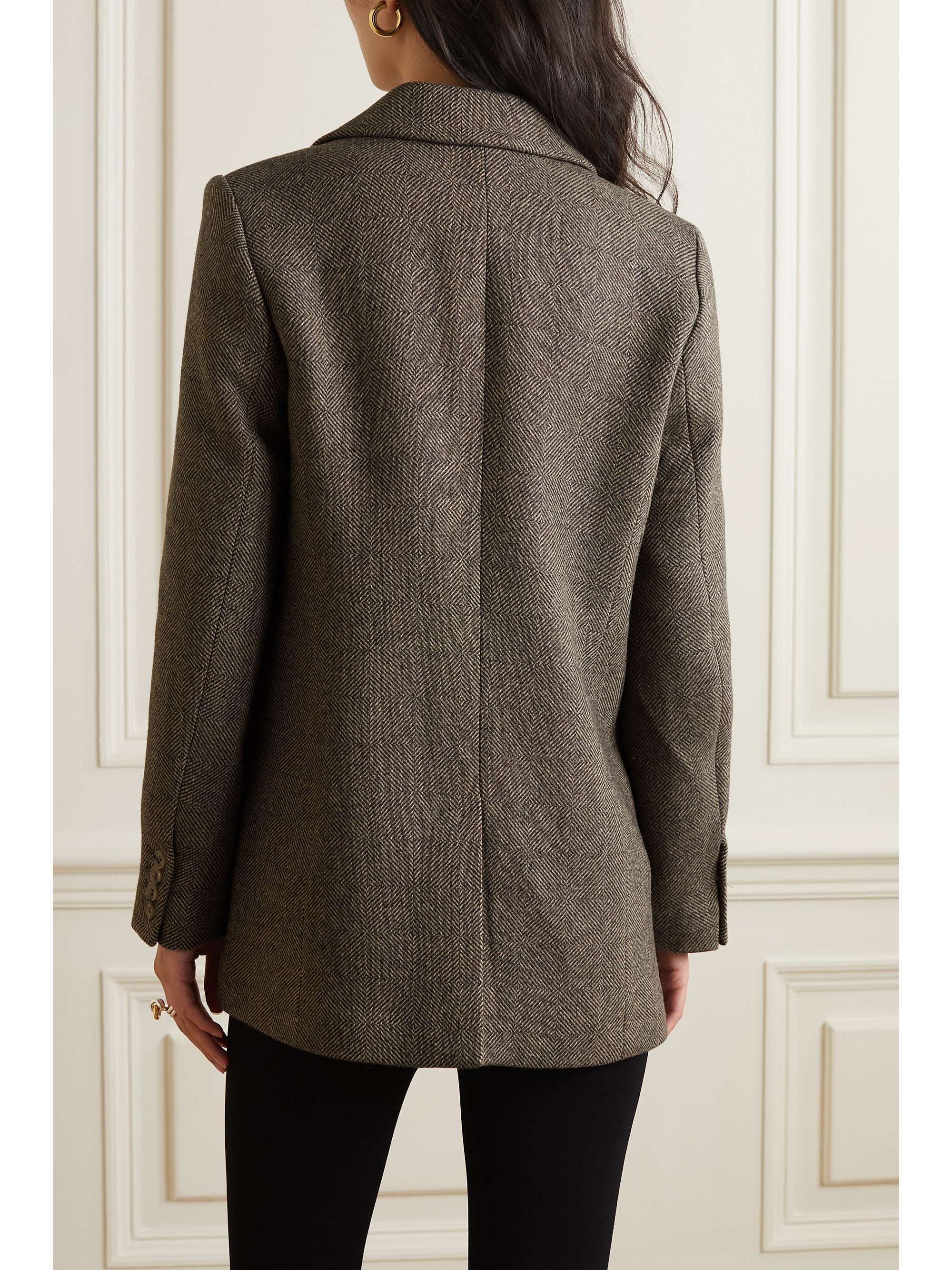ANINE BING Raquelle herringbone wool-blend tweed blazer