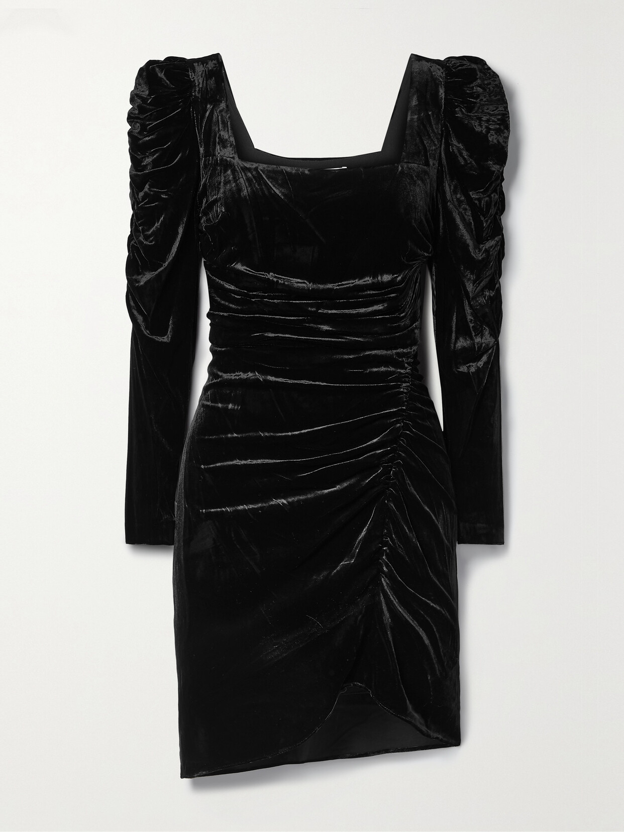 Veronica Beard Toki Asymmetric Ruched Velvet Dress In Black