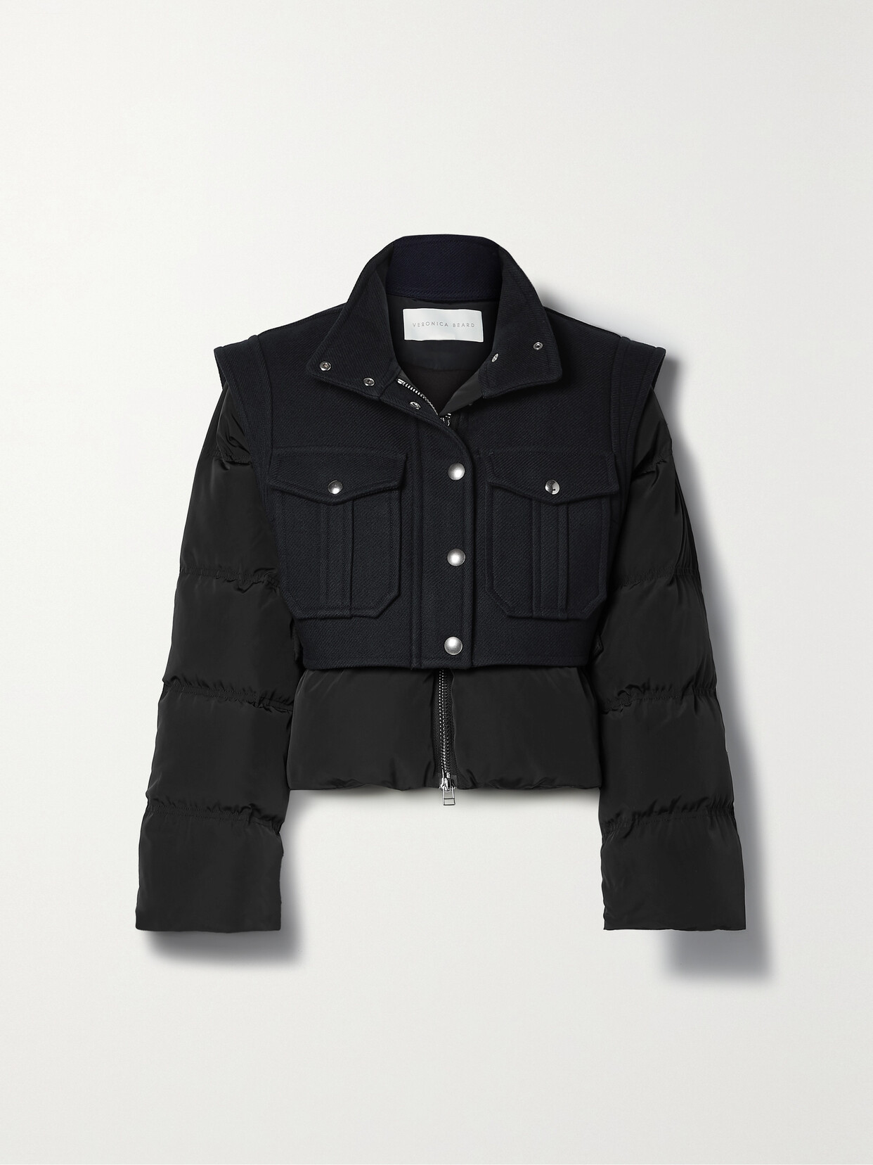 Veronica Beard Ivel Layered Recycled Wool-blend And Quilted Shell Jacket In Black