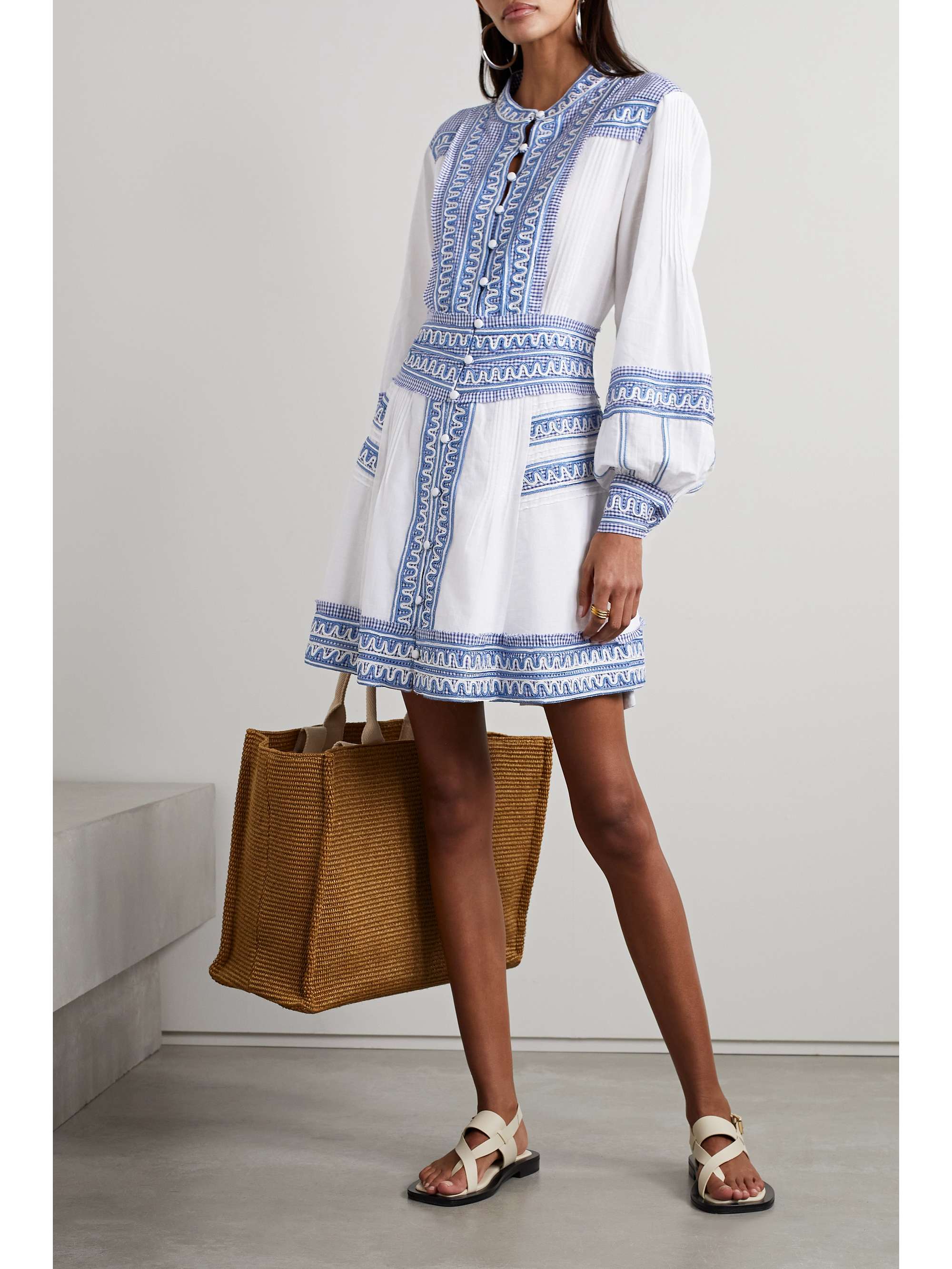 VERONICA BEARD Pasha ric ractrimmed cotton and linenblend mini dress