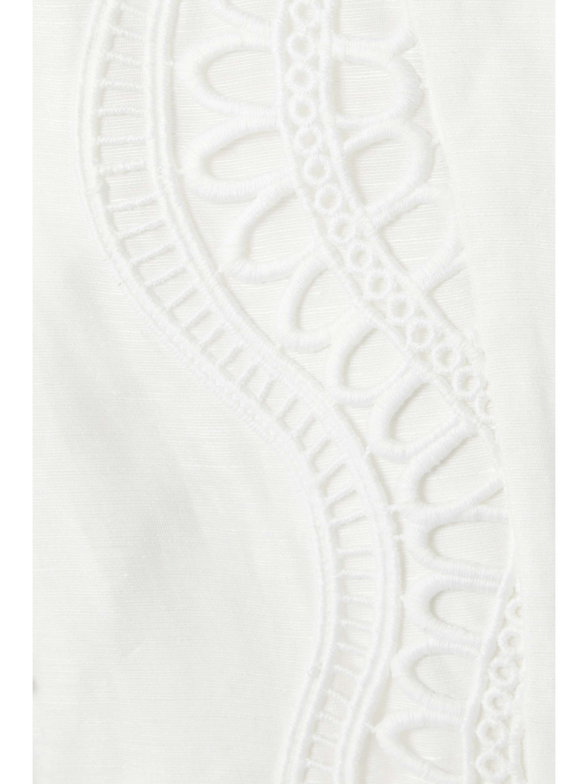 REBECCA VALLANCE Julieta belted guipure lace-trimmed linen and silk-blend mini dress