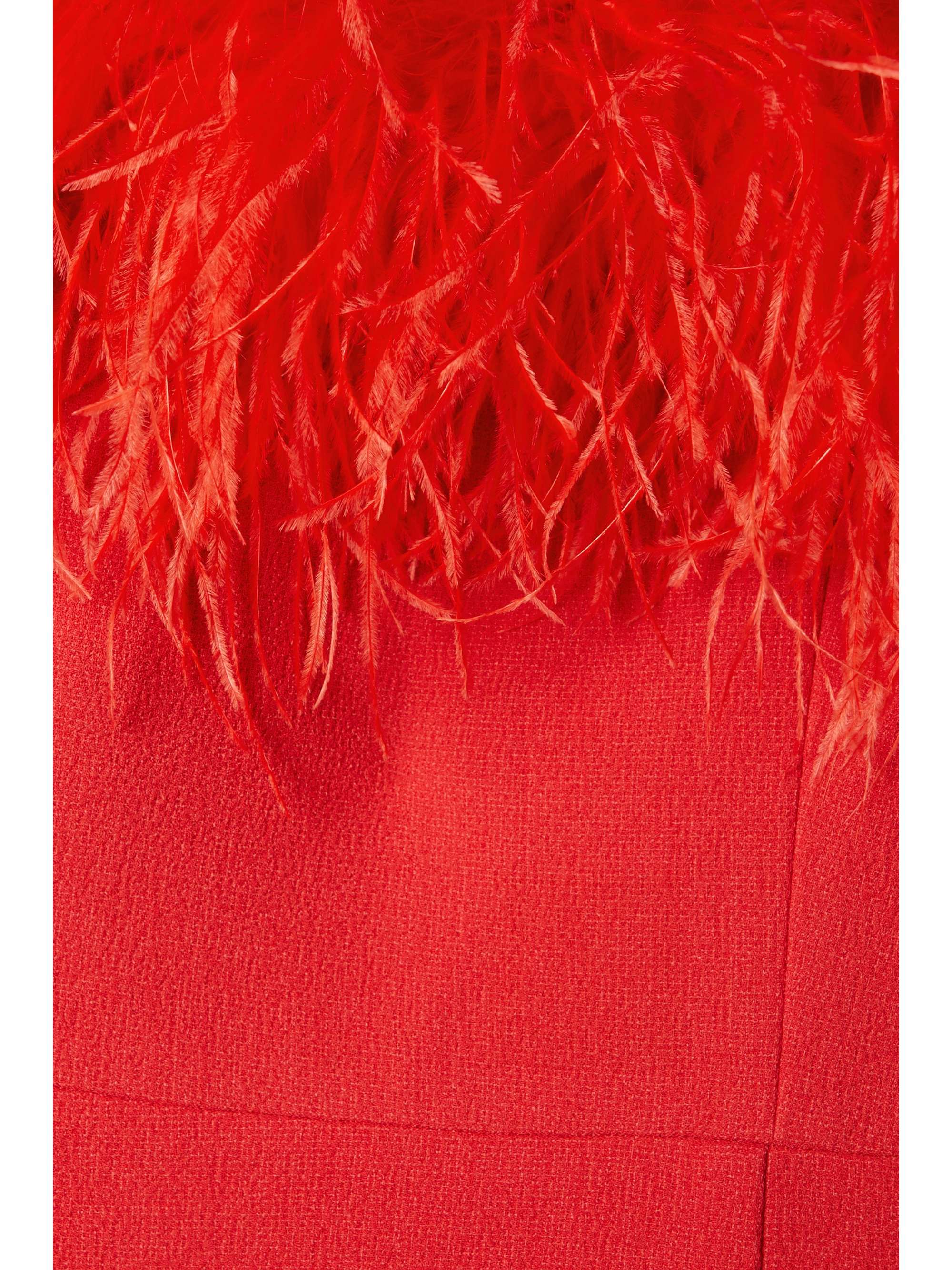 REBECCA VALLANCE Scarlett strapless feather-trimmed cady gown