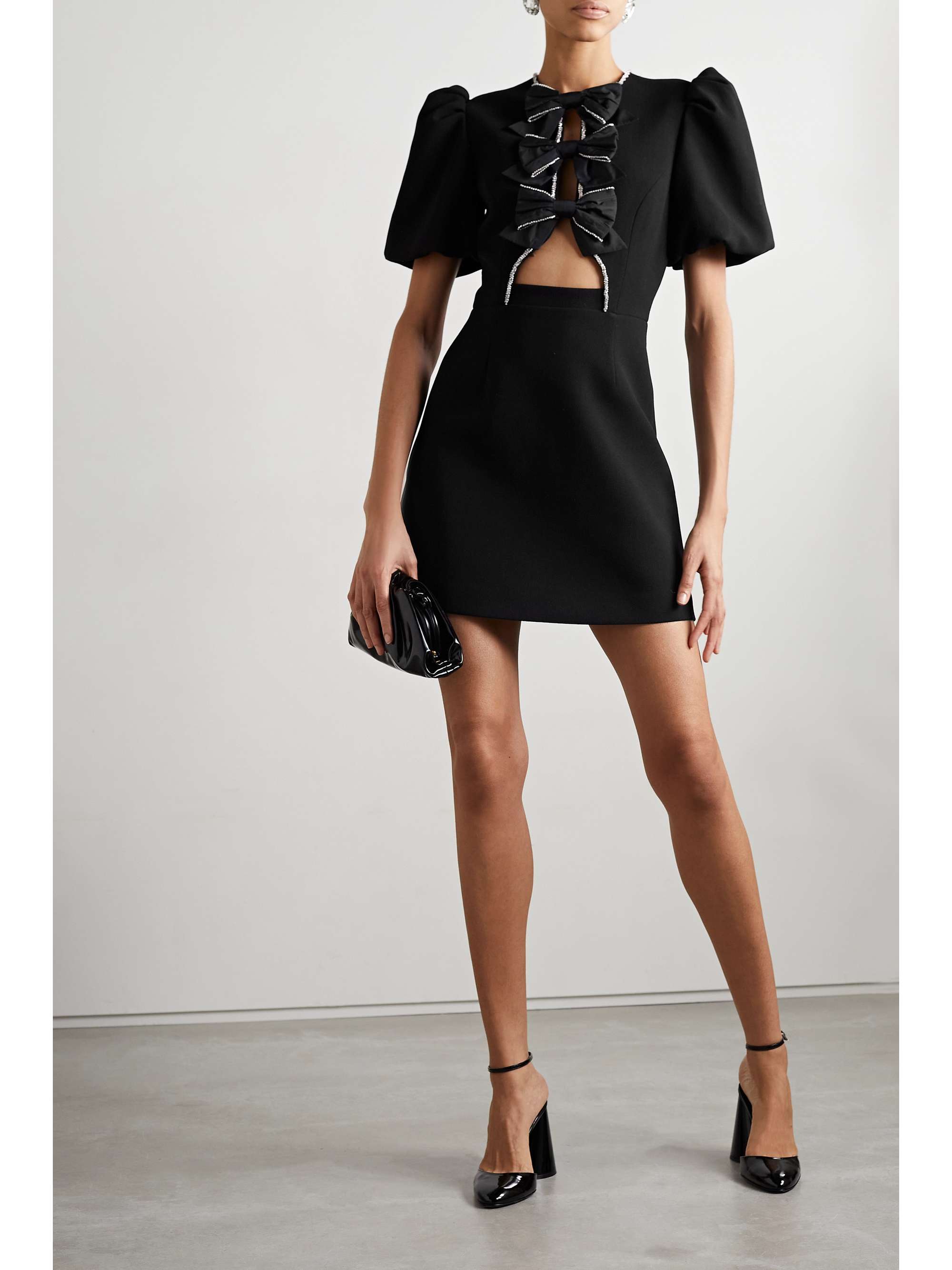 REBECCA VALLANCE Katie crystal-embellished cutout cady mini dress