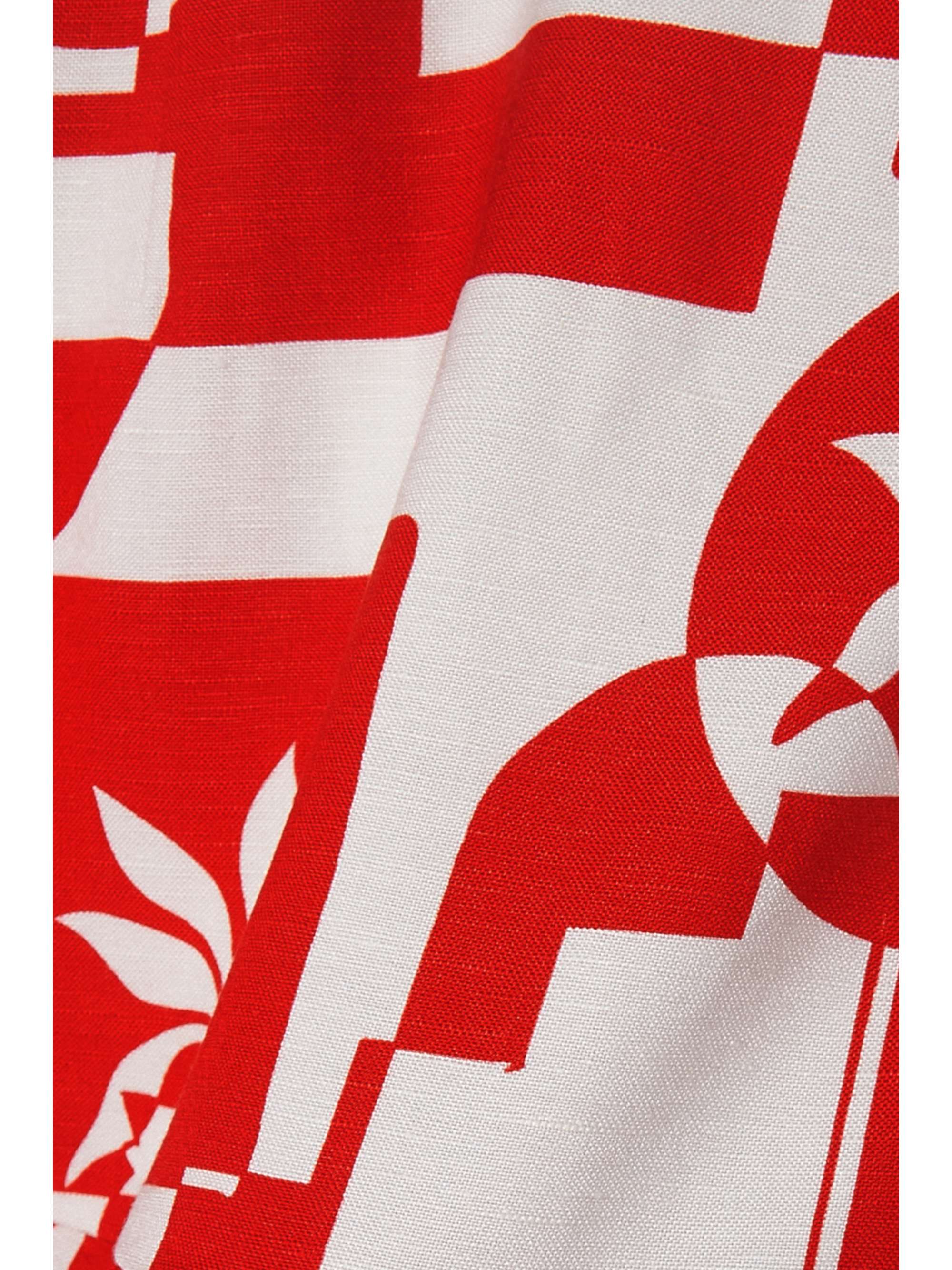 REBECCA VALLANCE Barcelona belted printed linen-blend mini dress