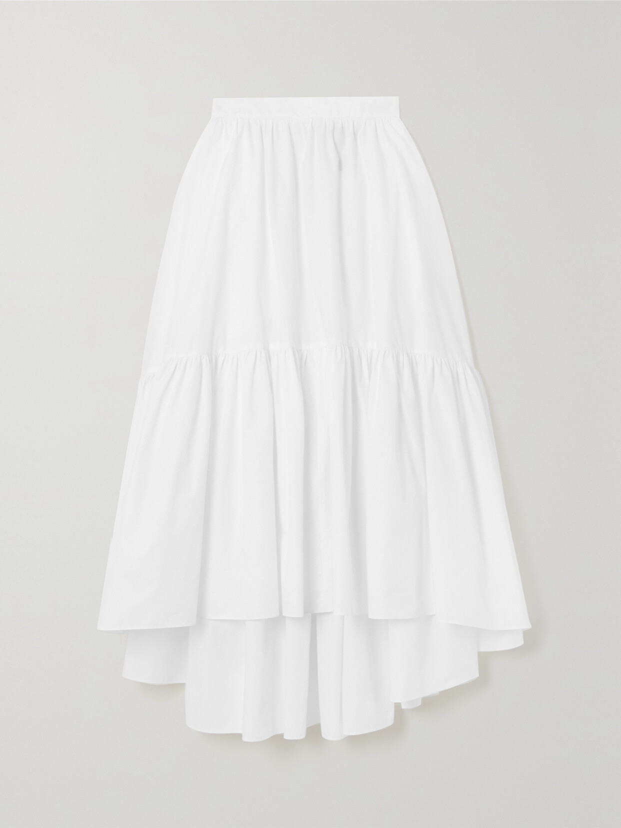 Patou - Tiered Cotton-poplin Midi Skirt - White