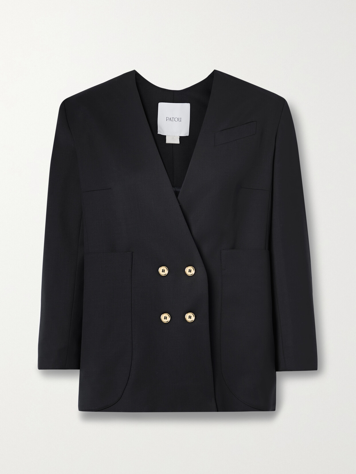 PATOU DOUBLE-BREASTED WOOL-BLEND TWILL BLAZER