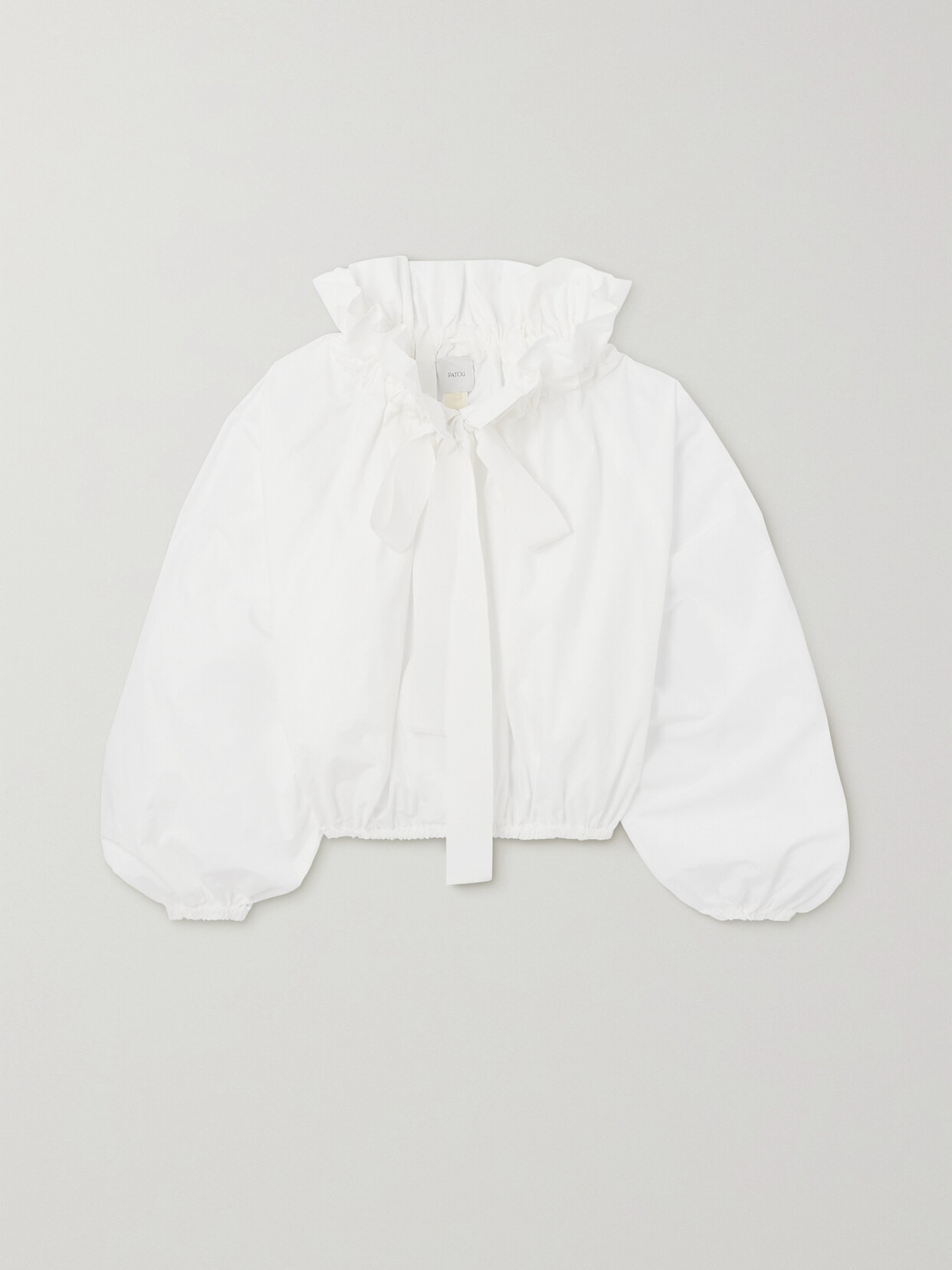 Patou Grosgrain-trimmed Cotton-poplin Blouse In White