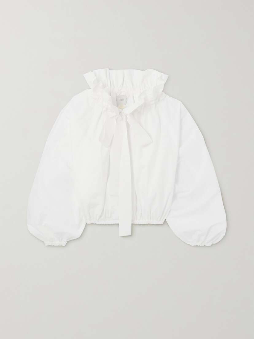 Patou Grosgrain-trimmed Cotton-poplin Blouse
