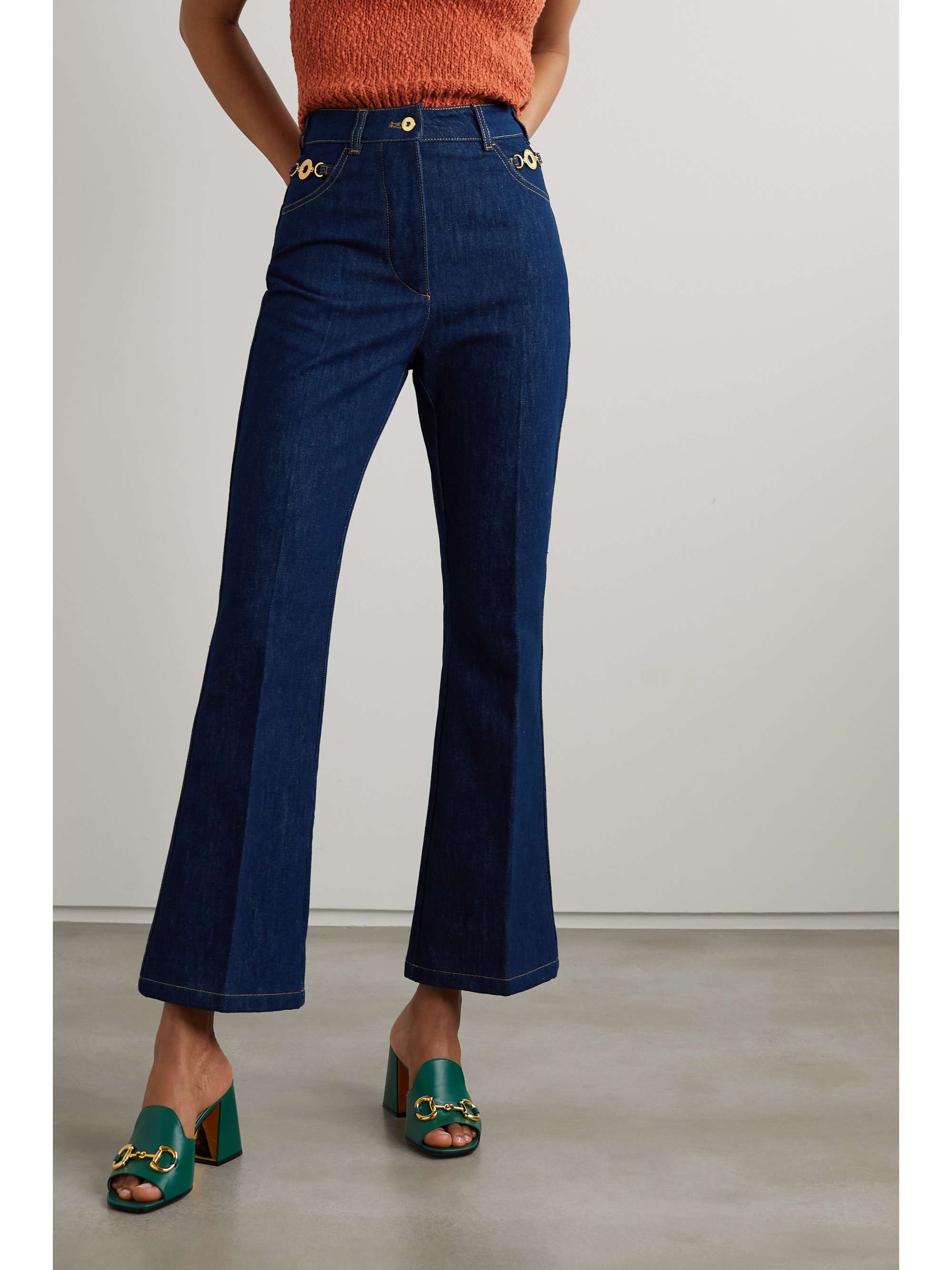 PATOU Cropped high-rise straight-leg jeans