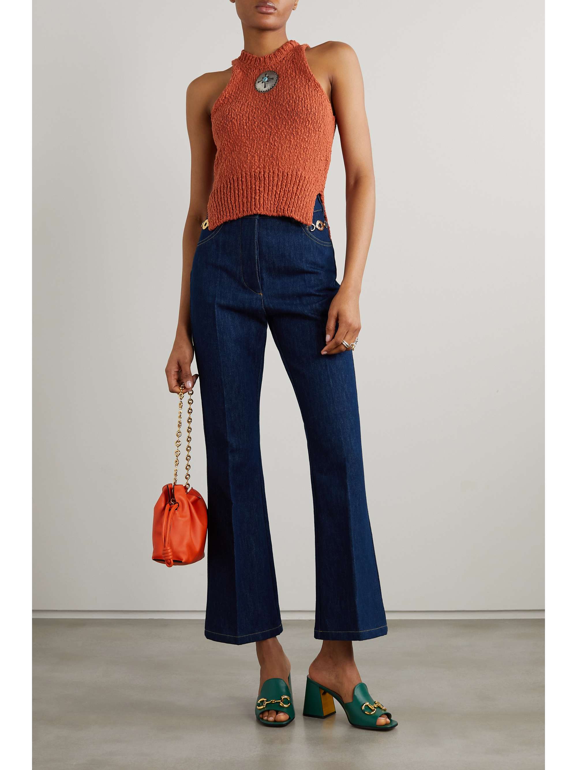 PATOU Cropped high-rise straight-leg jeans