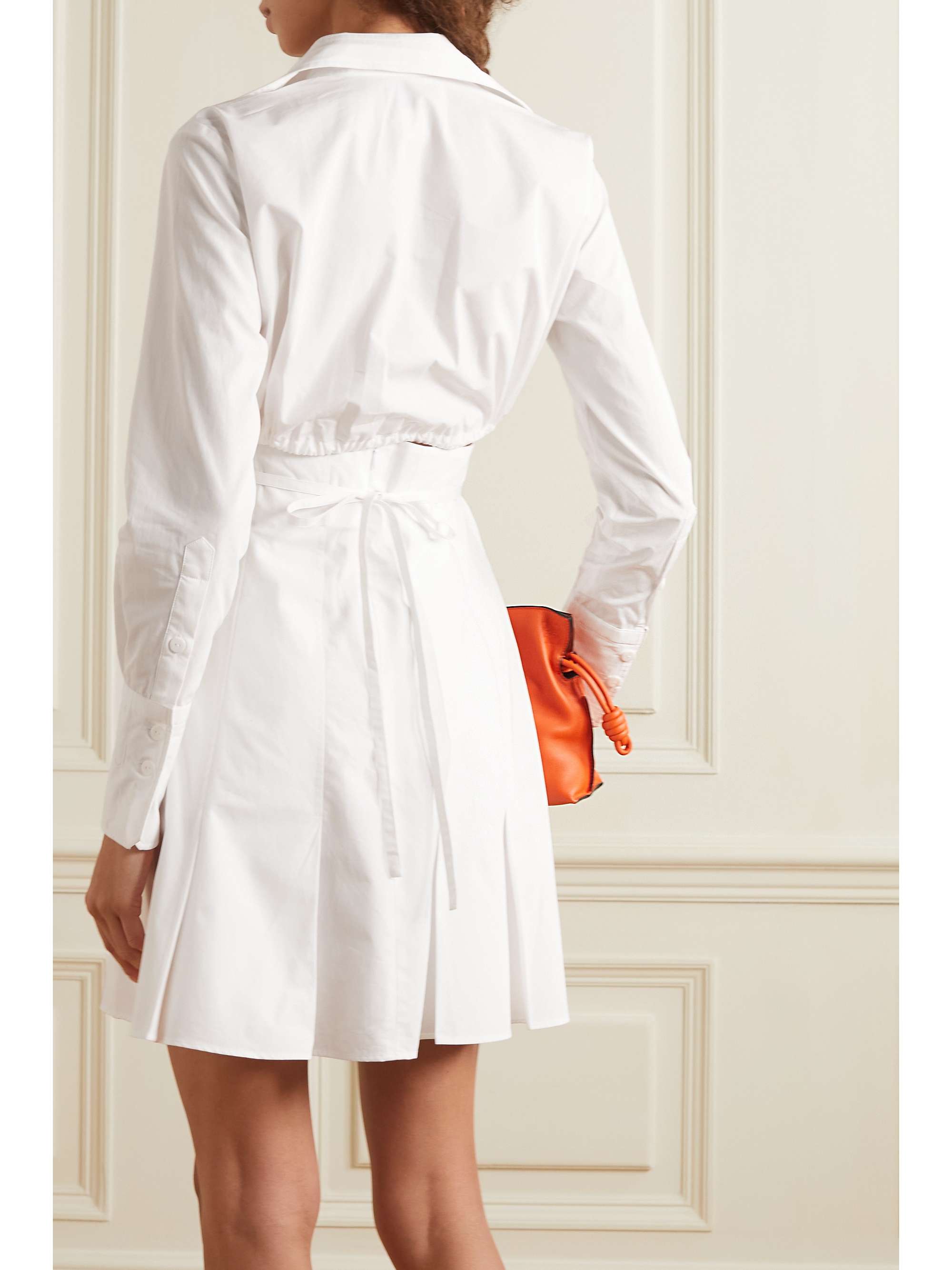 PATOU Belted pleated cotton-poplin mini shirt dress | NET-A-PORTER
