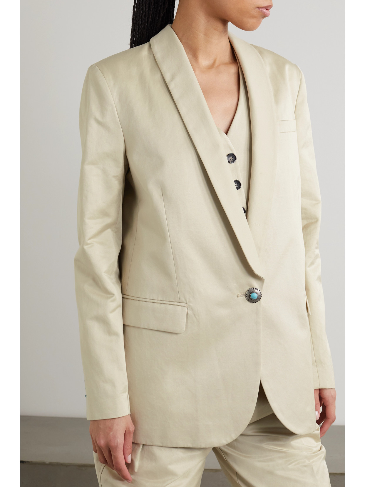Fortela Single-breasted Cotton Blazer In Neutrals
