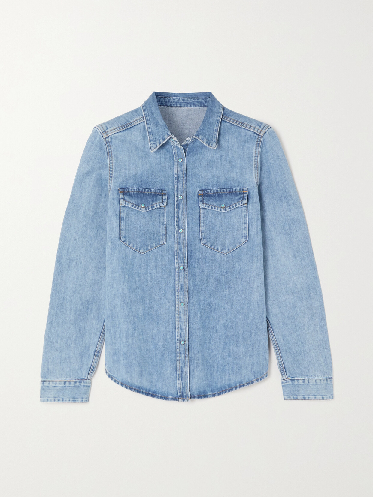 Fortela - Brigitte Topstitched Denim Shirt - Blue