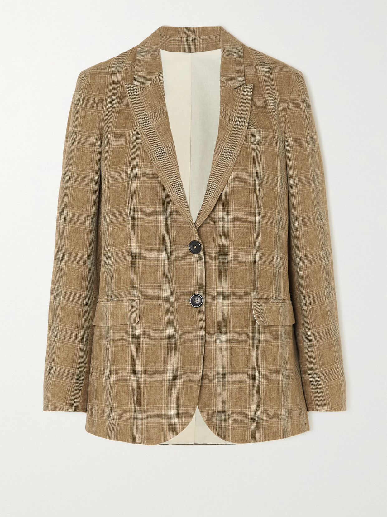 Fortela - Bella Checked Cotton Blazer - Brown