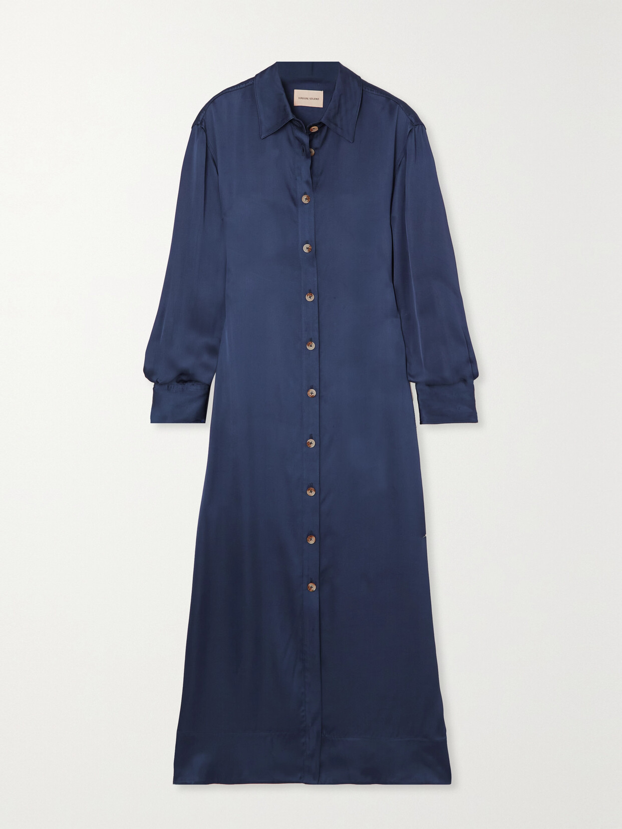 LOULOU STUDIO - Ara Satin Maxi Shirt Dress - Blue