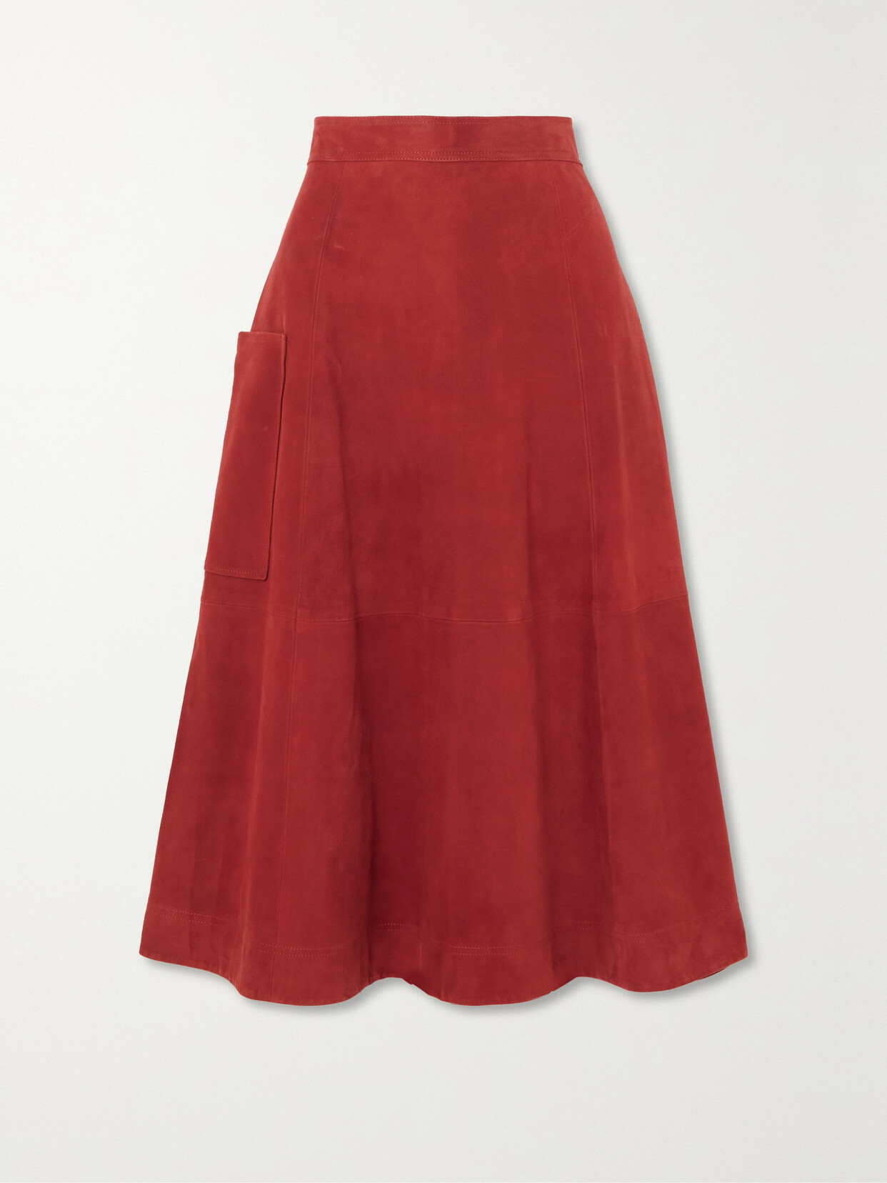 LOULOU STUDIO - Thea Suede Midi Skirt - Red