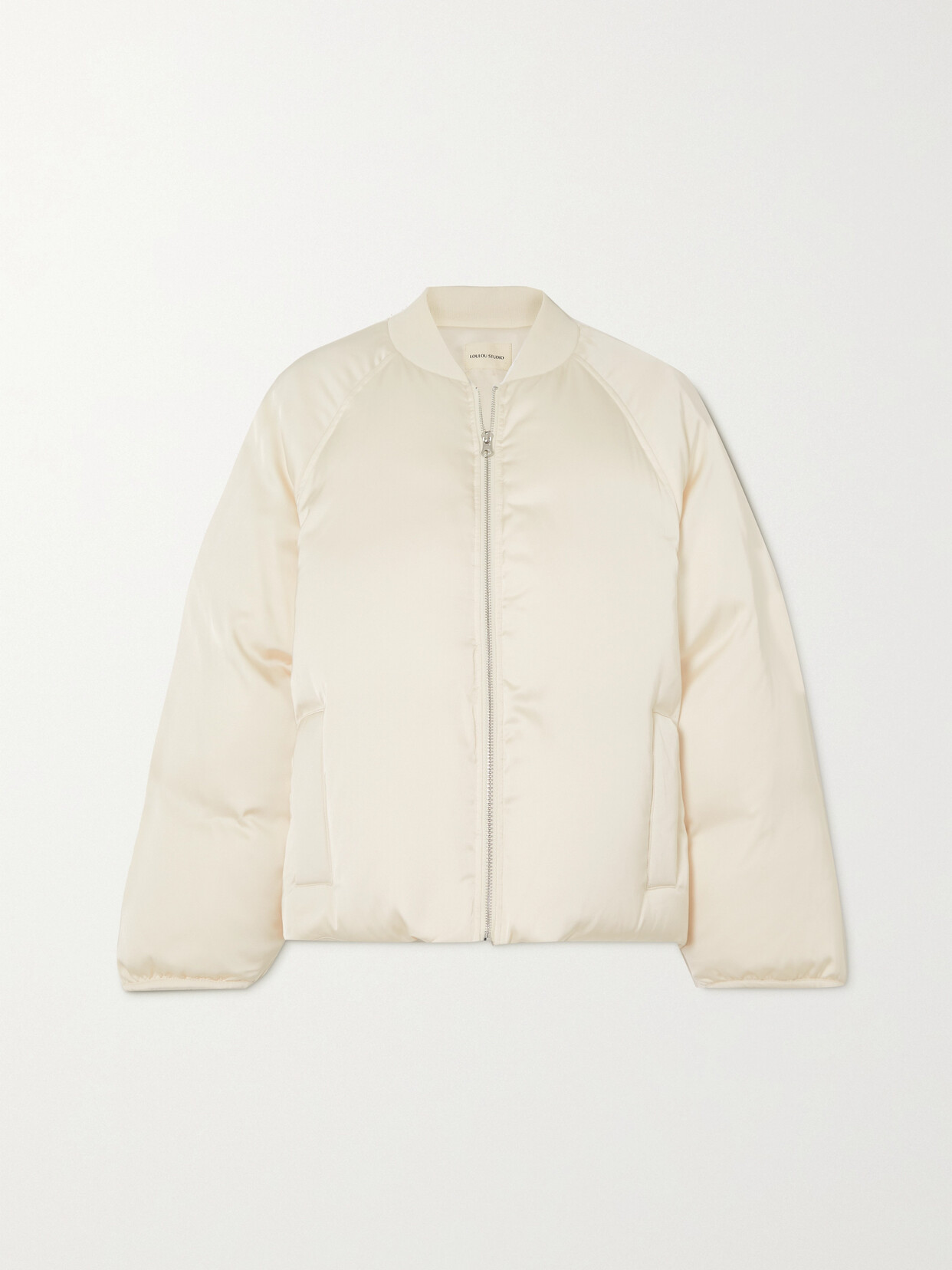 Loulou Studio Dion Padded Shell Bomber Jacket In Ivory