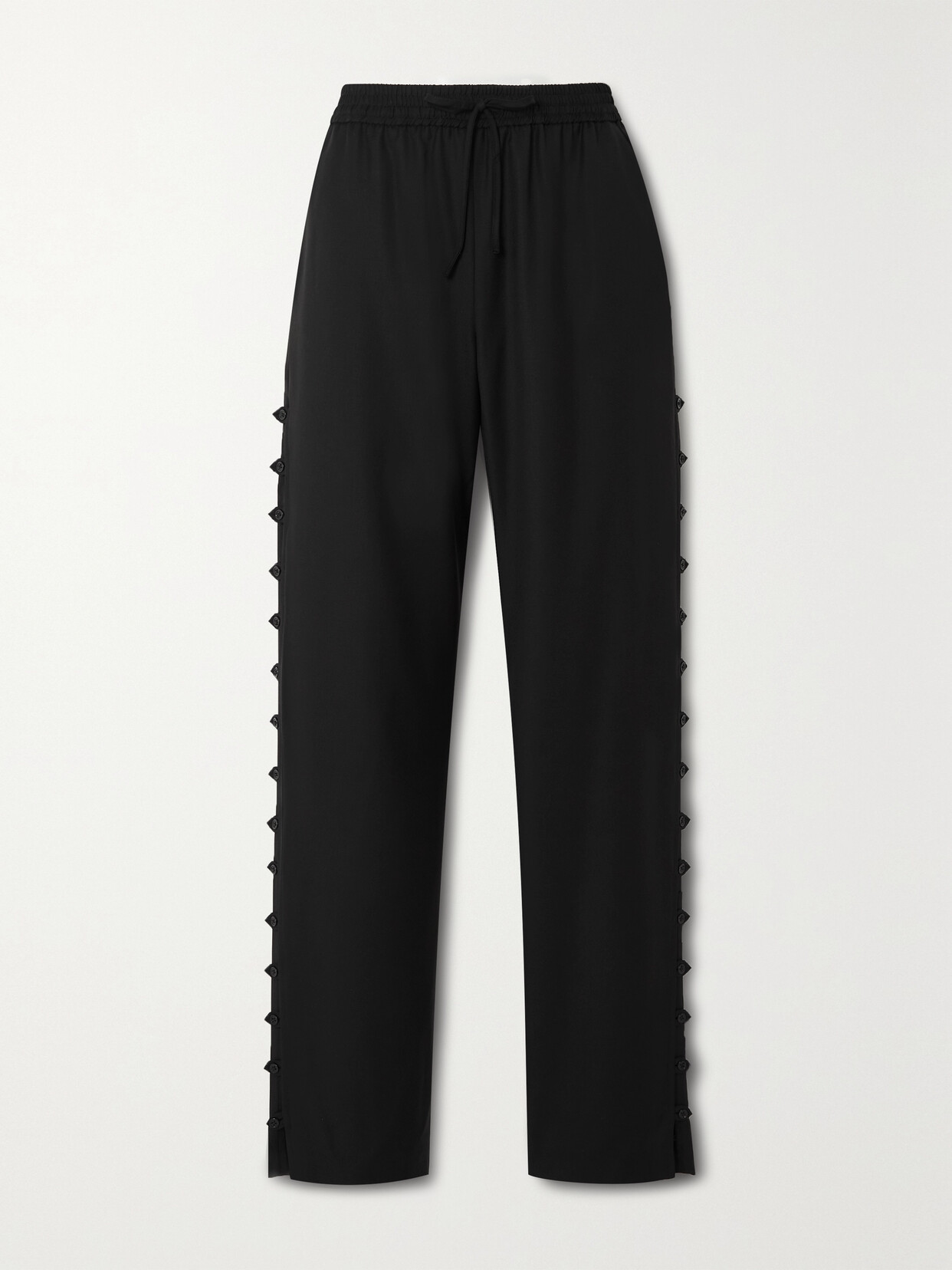 LOULOU STUDIO - Checa Button-embellished Wool Straight-leg Pants - Black