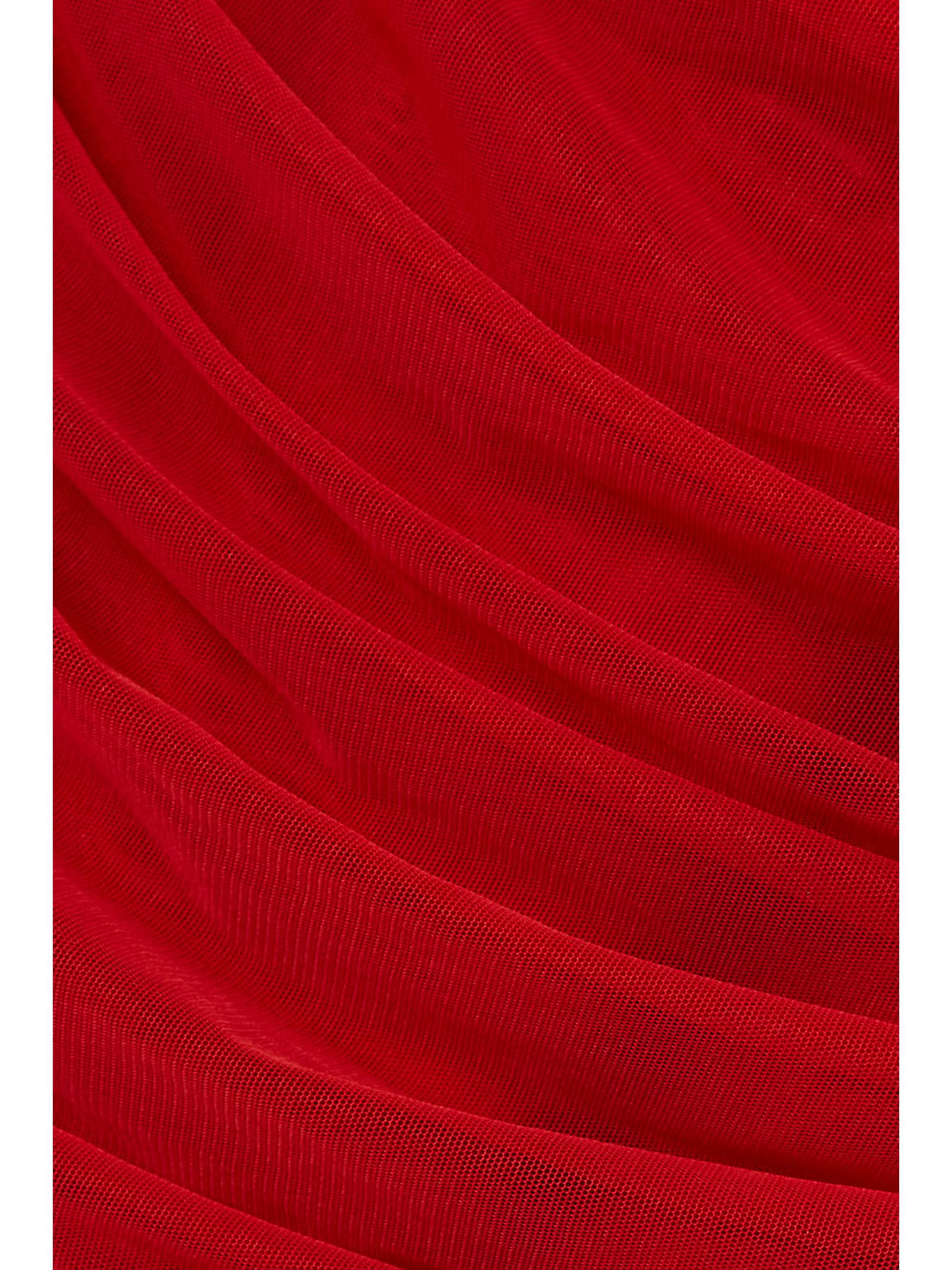 DOLCE & GABBANA Ruched stretch-tulle midi dress
