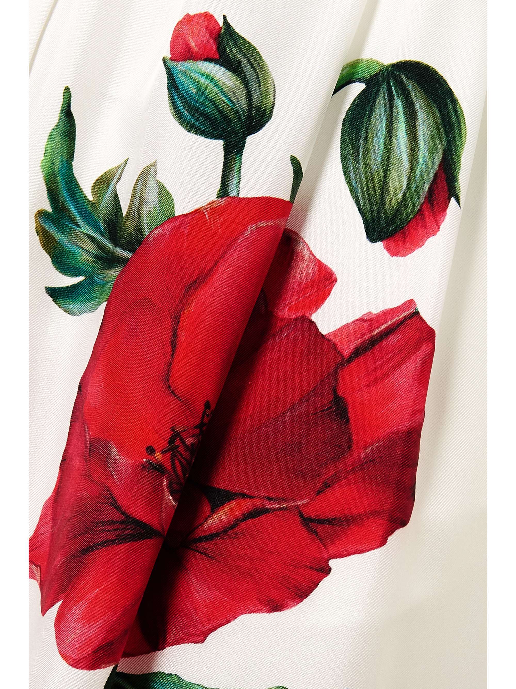 DOLCE & GABBANA Floral-print silk-twill wide-leg pants