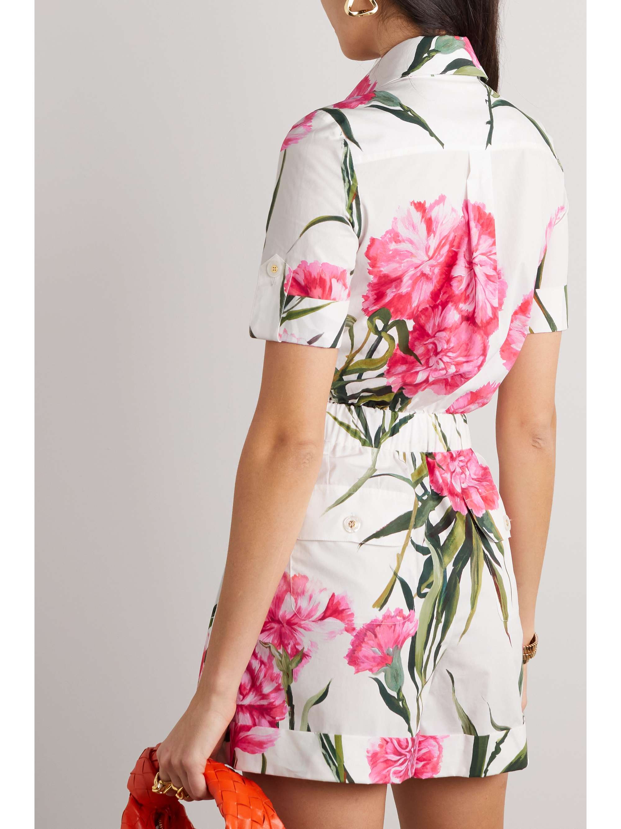 DOLCE & GABBANA Floral-print cotton-poplin playsuit