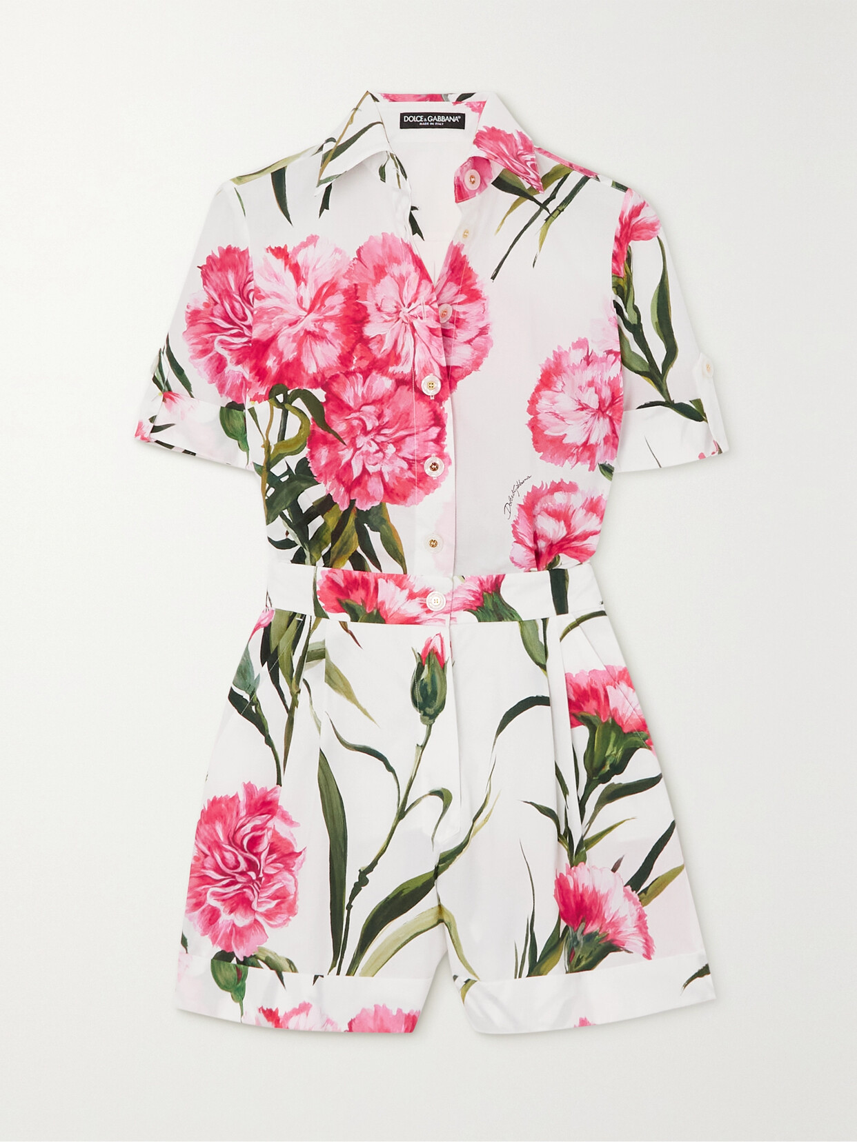 DOLCE & GABBANA FLORAL-PRINT COTTON-POPLIN PLAYSUIT