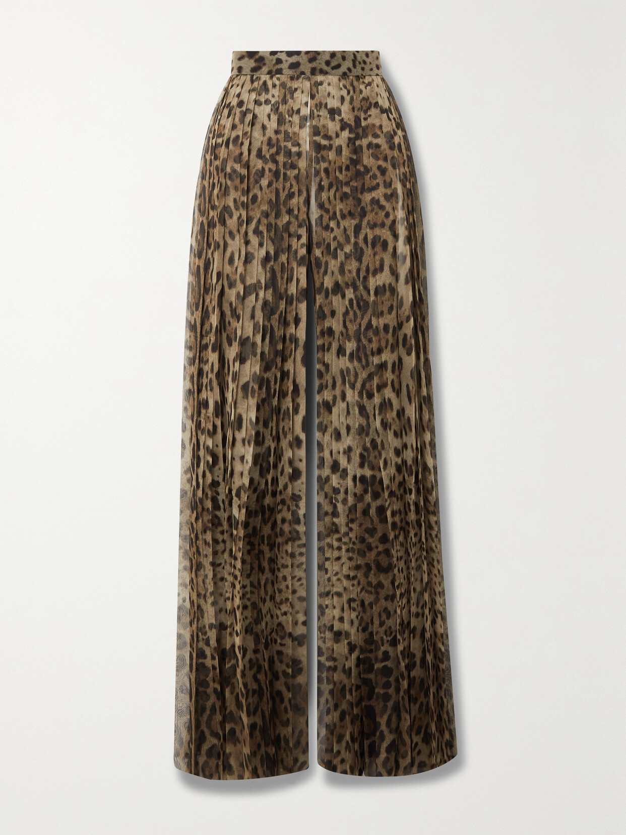 Dolce & Gabbana - Leopard-print Pleated Chiffon Wide-leg Pants - Animal print