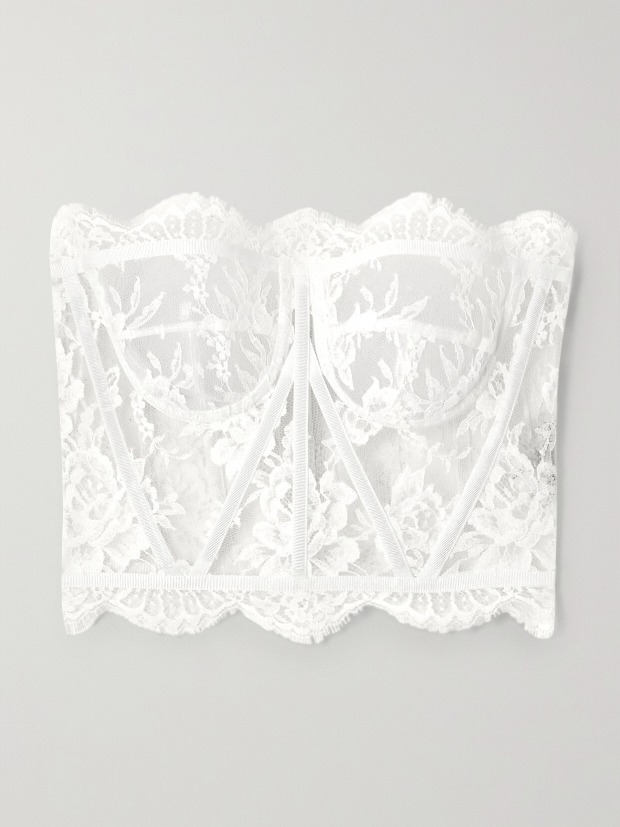 Dolce & Gabbana Grosgrain-trimmed Lace Bustier Top In White