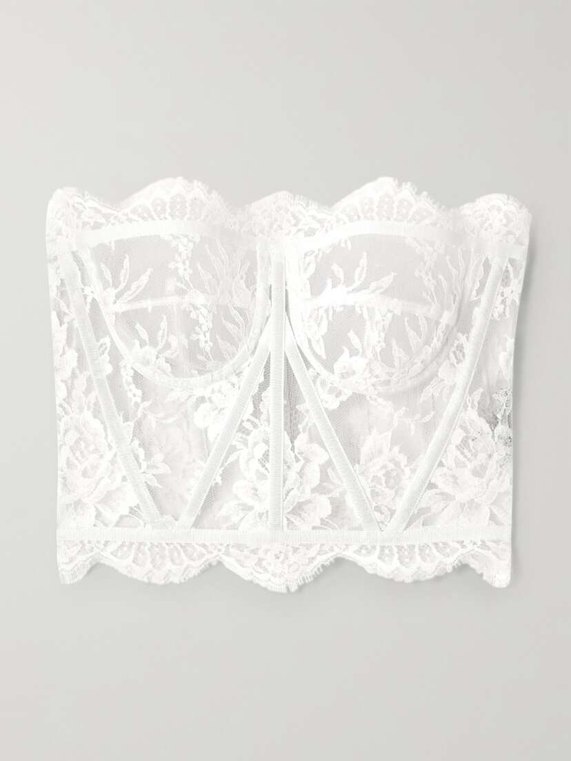 Dolce & Gabbana Grosgrain-trimmed Lace Bustier Top