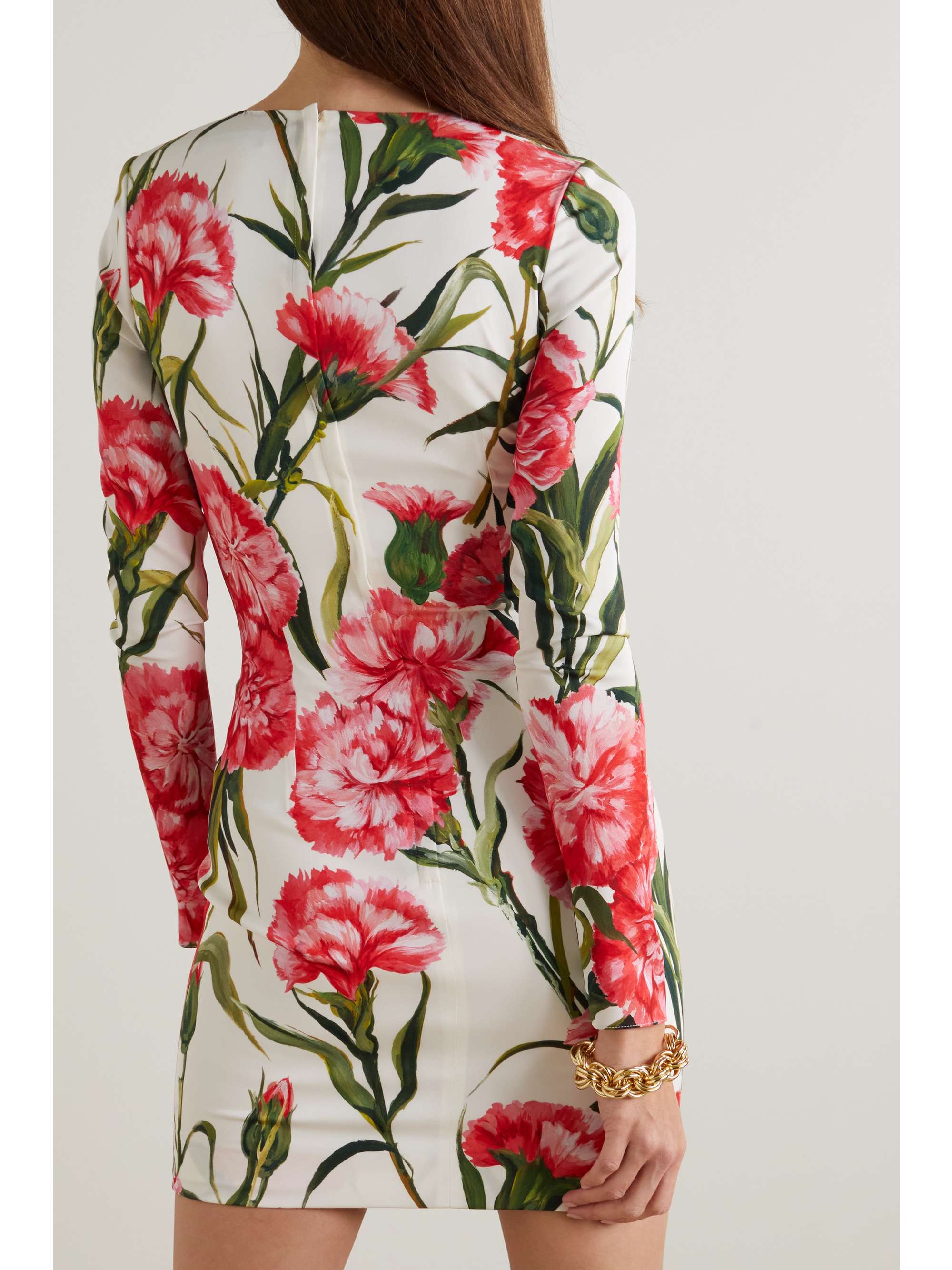 DOLCE & GABBANA Floral-print stretch-silk mini dress