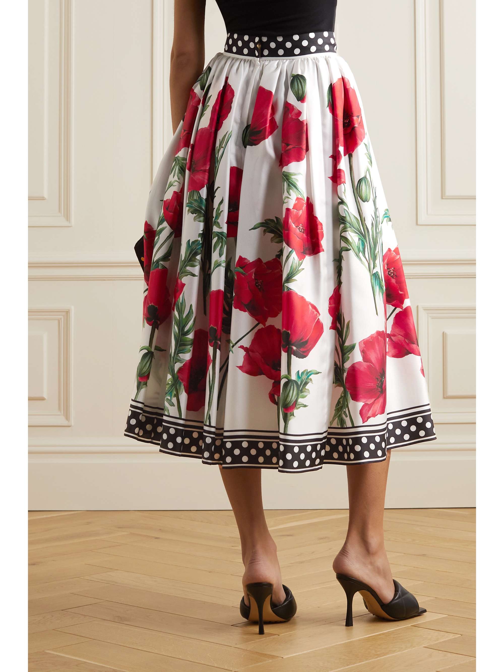 DOLCE & GABBANA Floral-print silk midi skirt