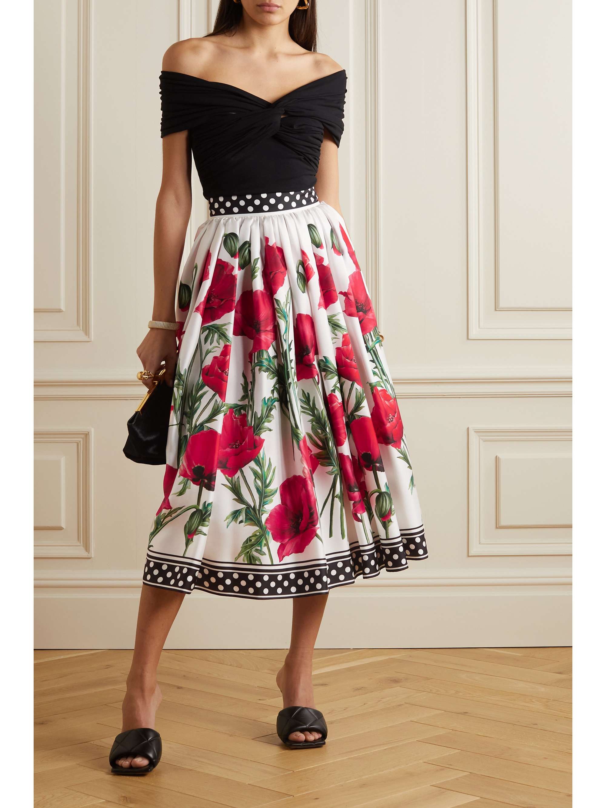 DOLCE & GABBANA Floral-print silk midi skirt