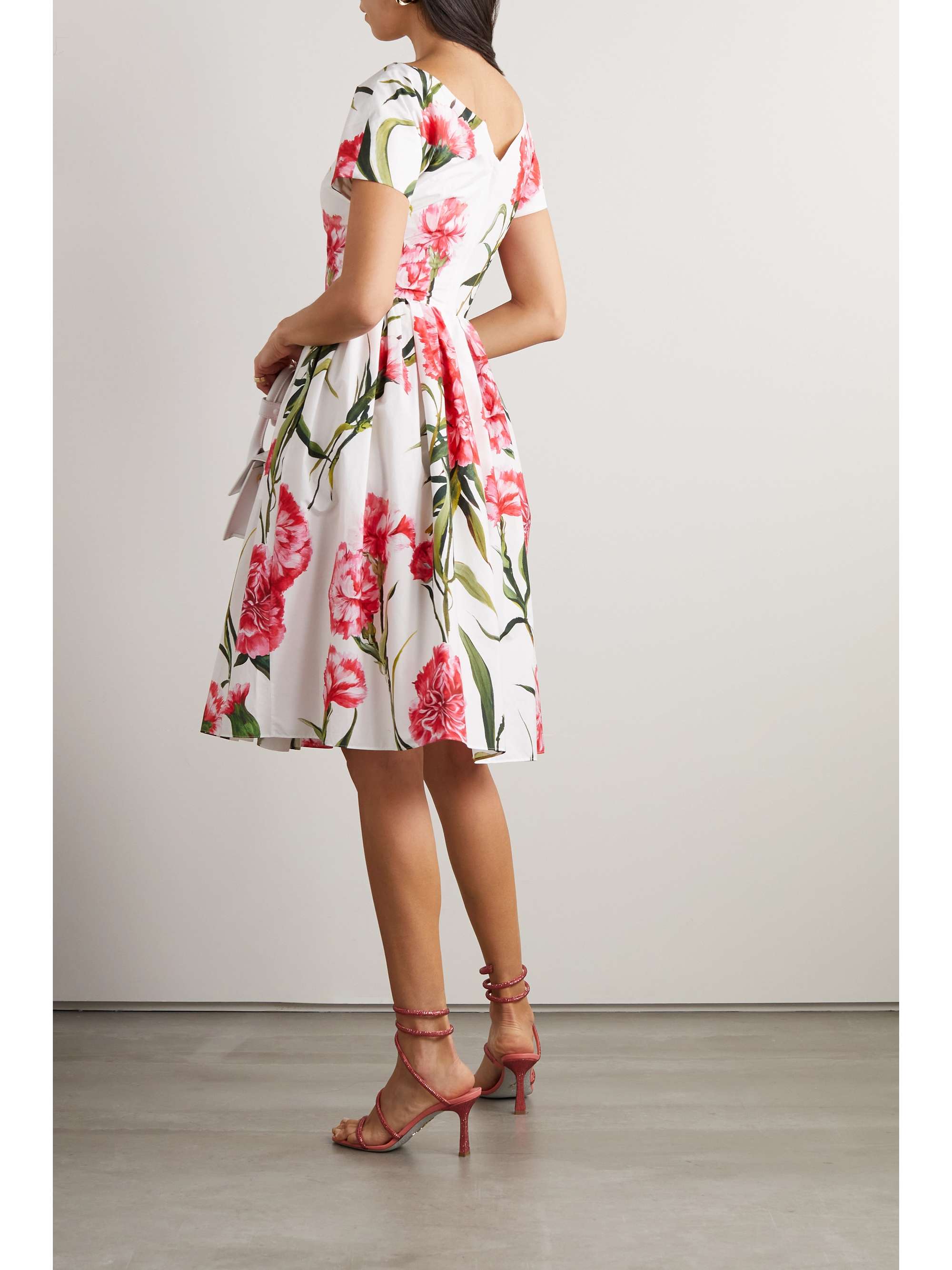 DOLCE & GABBANA Pleated floral-print silk-twill dress