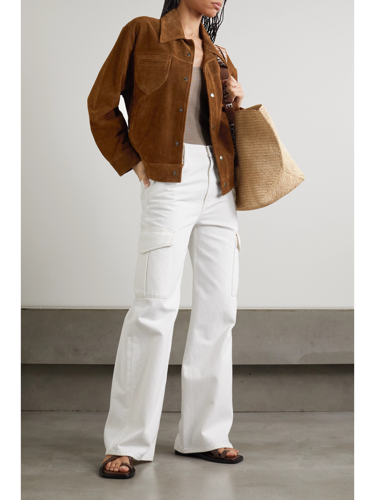 Fortela Whitney Paneled Suede Jacket In Brown
