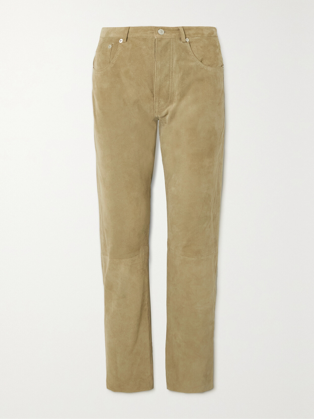 Fortela John Suede Straight-leg Pants In Neutrals