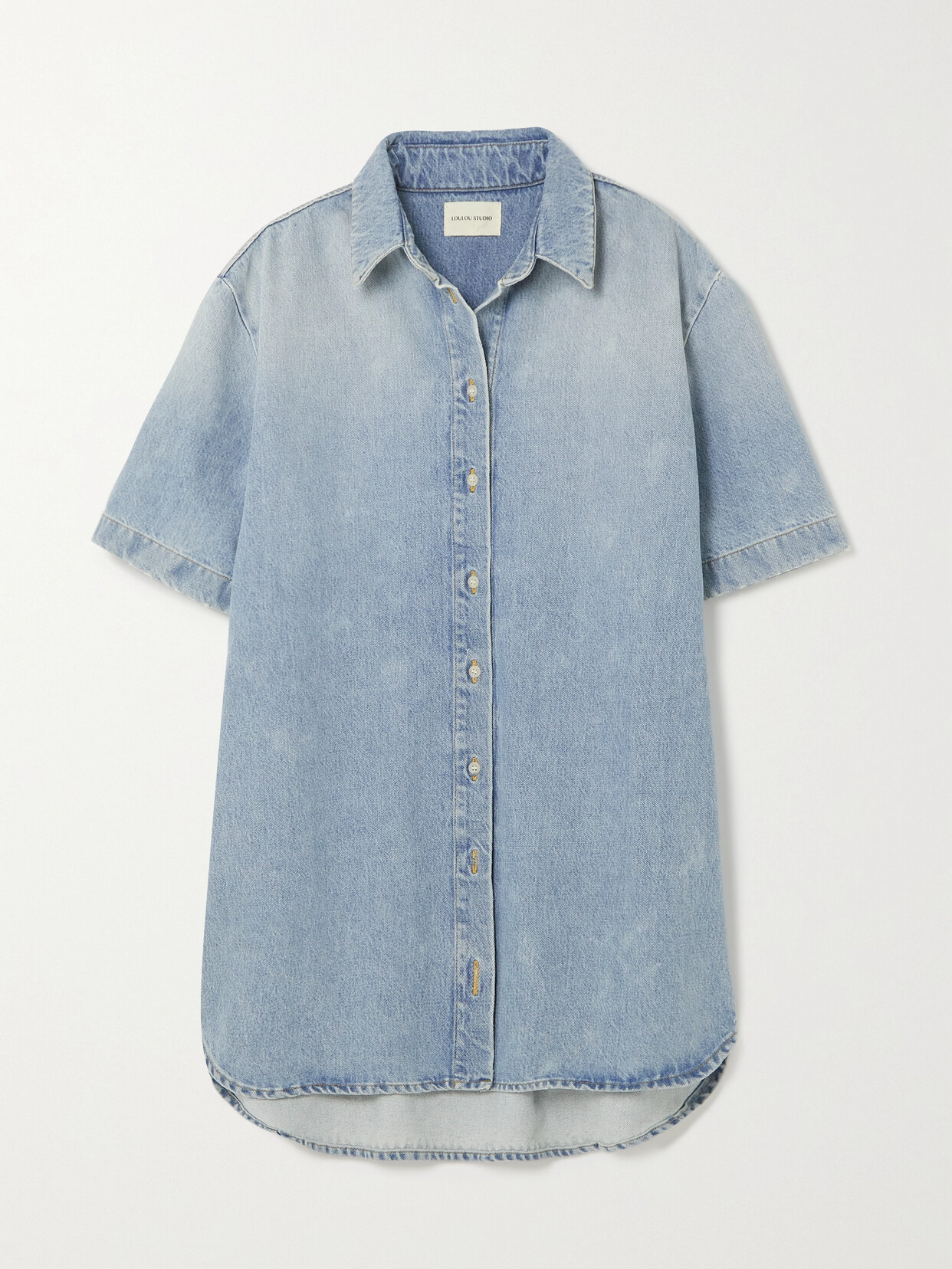 LOULOU STUDIO - Sant Denim Mini Shirt Dress - Blue