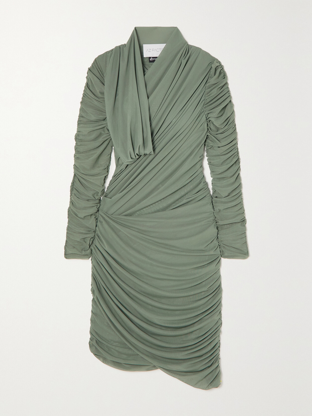 AZ Factory - + Ester Manas Draped Stretch-tulle Mini Dress - Green