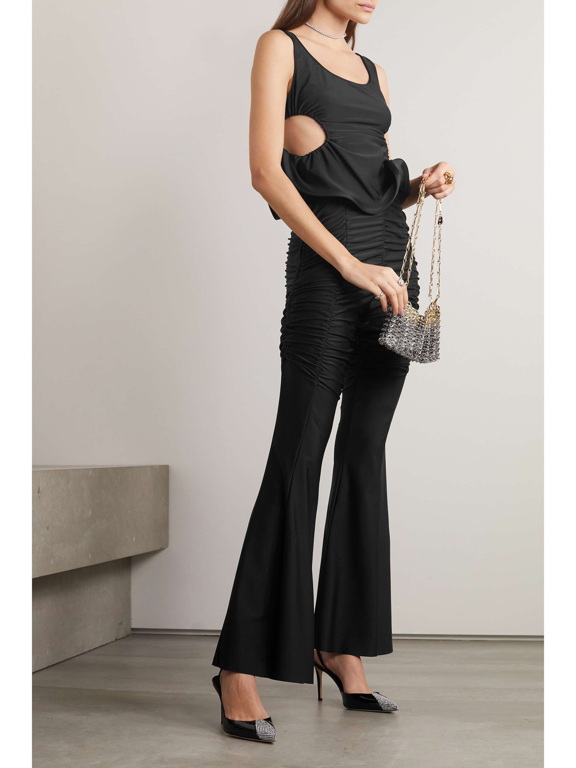 AZ FACTORY + Ester Manas ruched stretch-knit flared pants