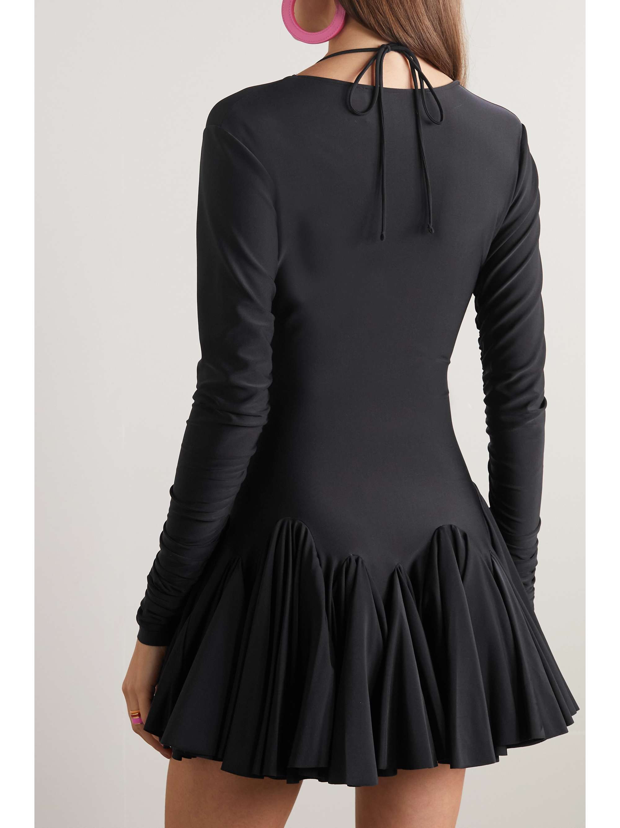 AZ FACTORY + Ester Manas lace-up ruffled stretch-jersey mini dress