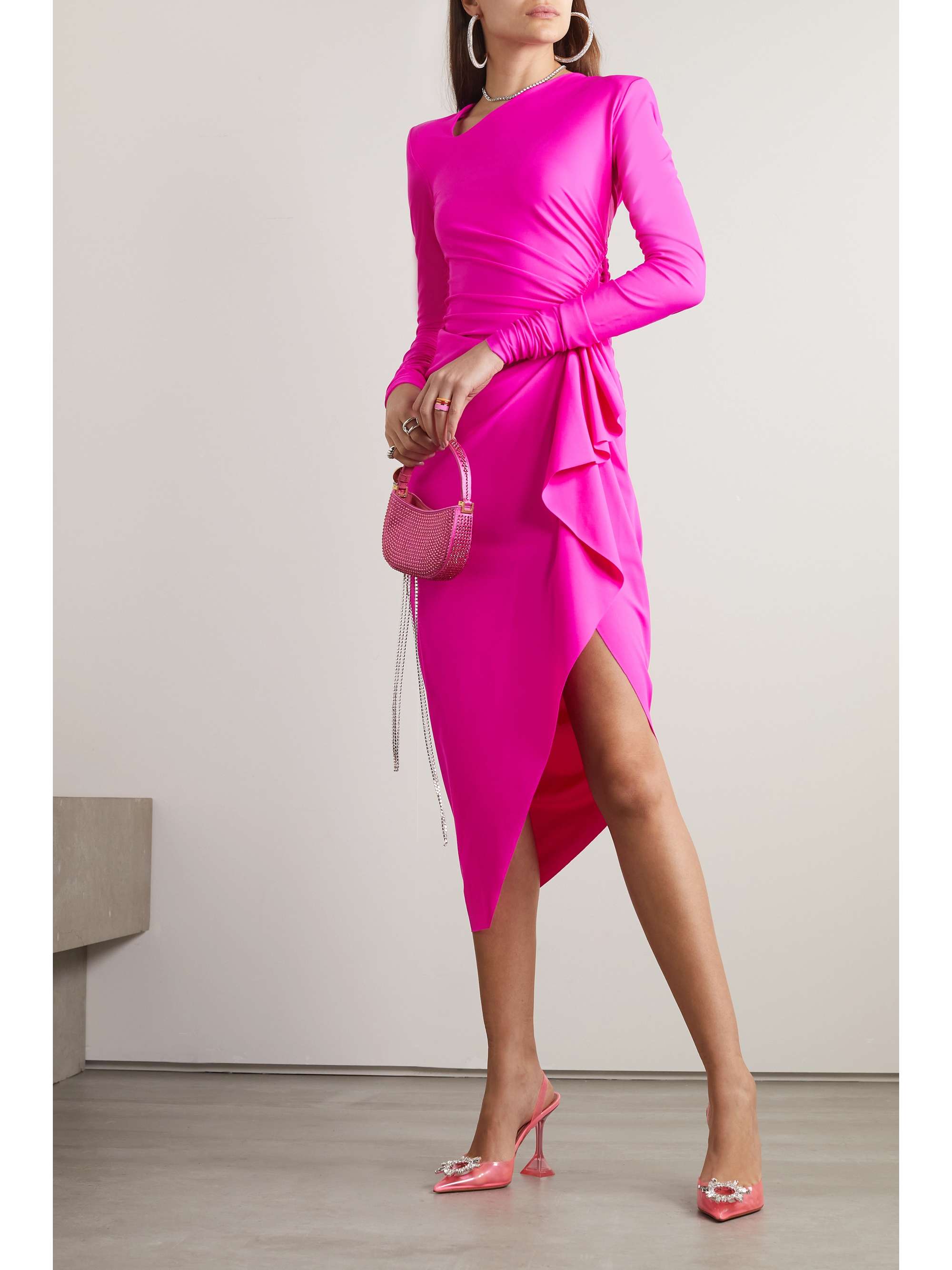 AZ FACTORY + Ester Manas asymmetric cutout gathered stretch-jersey midi dress