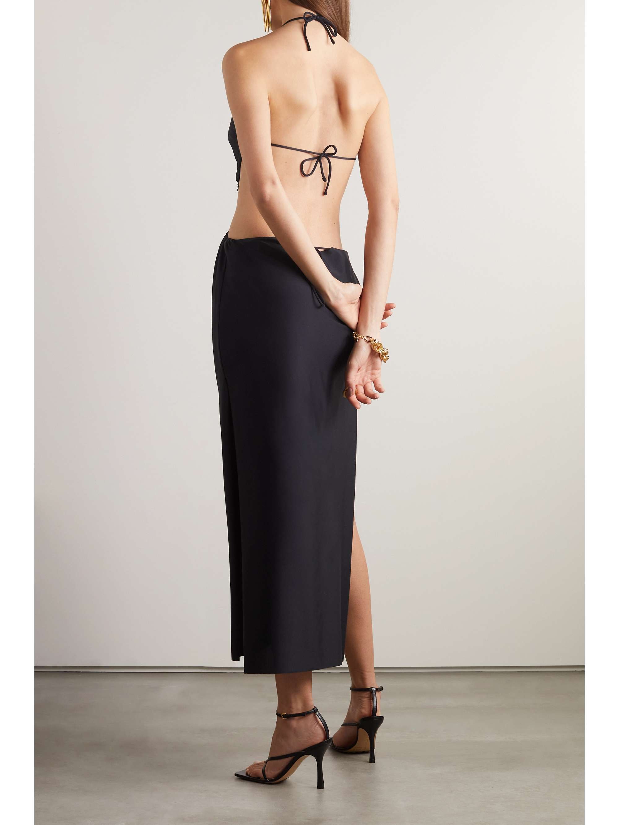 AZ FACTORY + Ester Manas open-back gathered stretch-knit halterneck midi dress