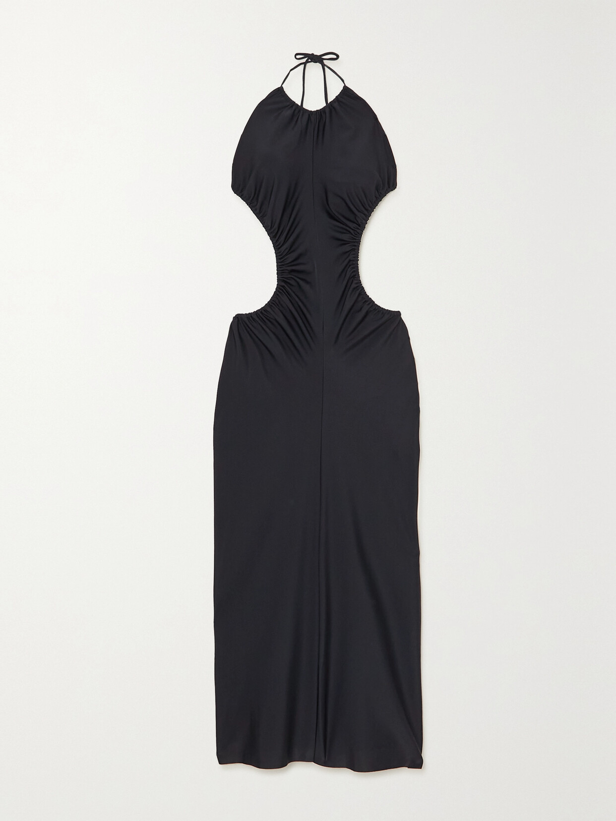 AZ Factory - + Ester Manas Open-back Gathered Stretch-knit Halterneck Midi Dress - Black