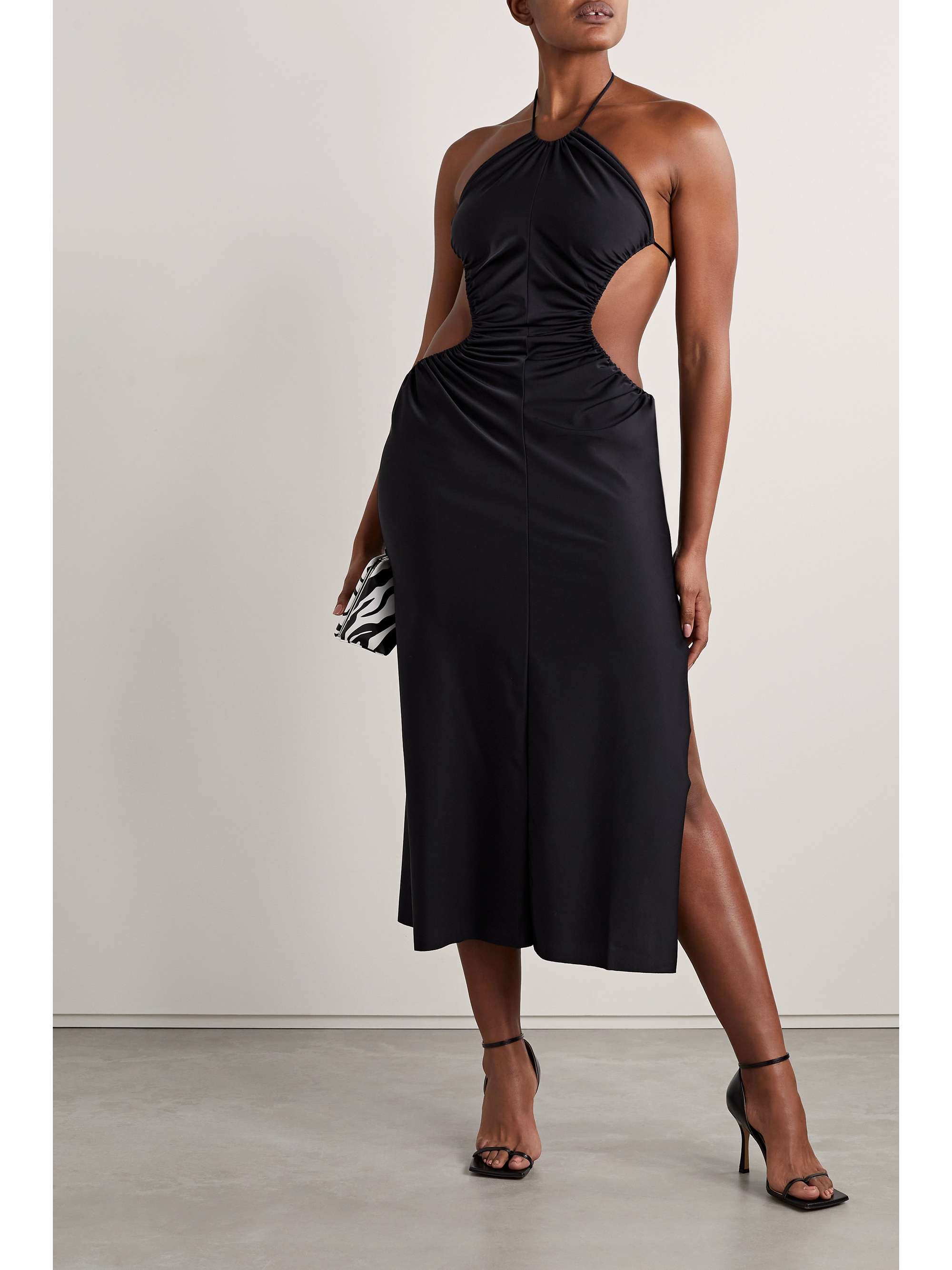 AZ FACTORY + Ester Manas open-back gathered stretch-knit halterneck midi dress