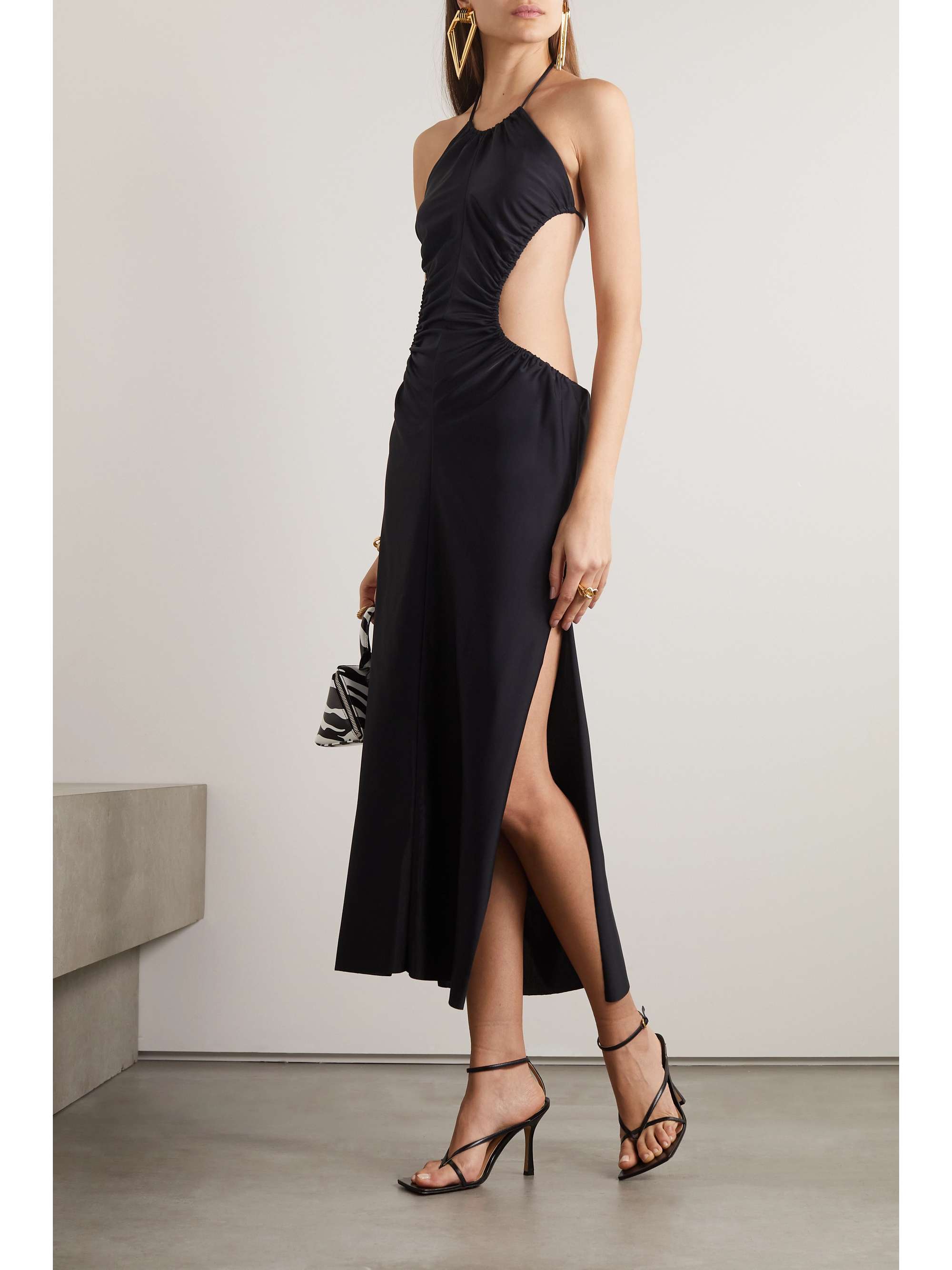 AZ FACTORY + Ester Manas open-back gathered stretch-knit halterneck midi dress